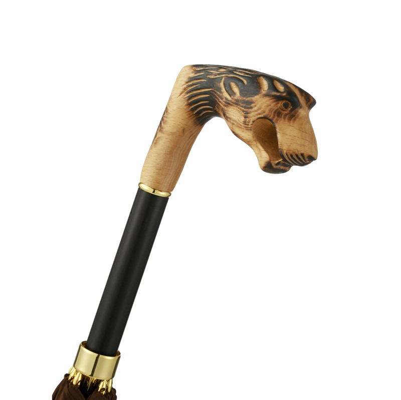 Wood leopard straight umbrella