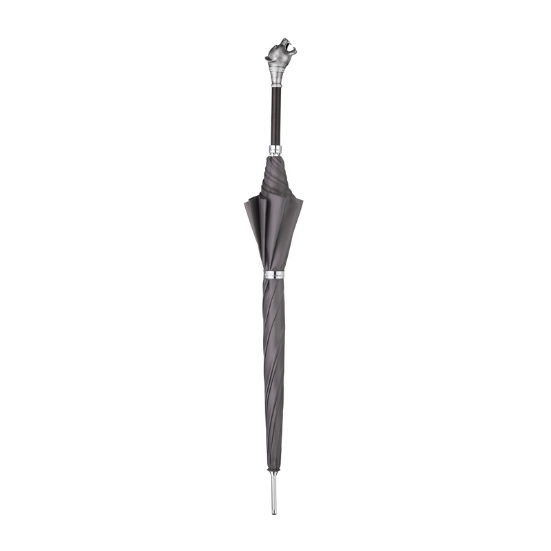 White steel leopard straight umbrella