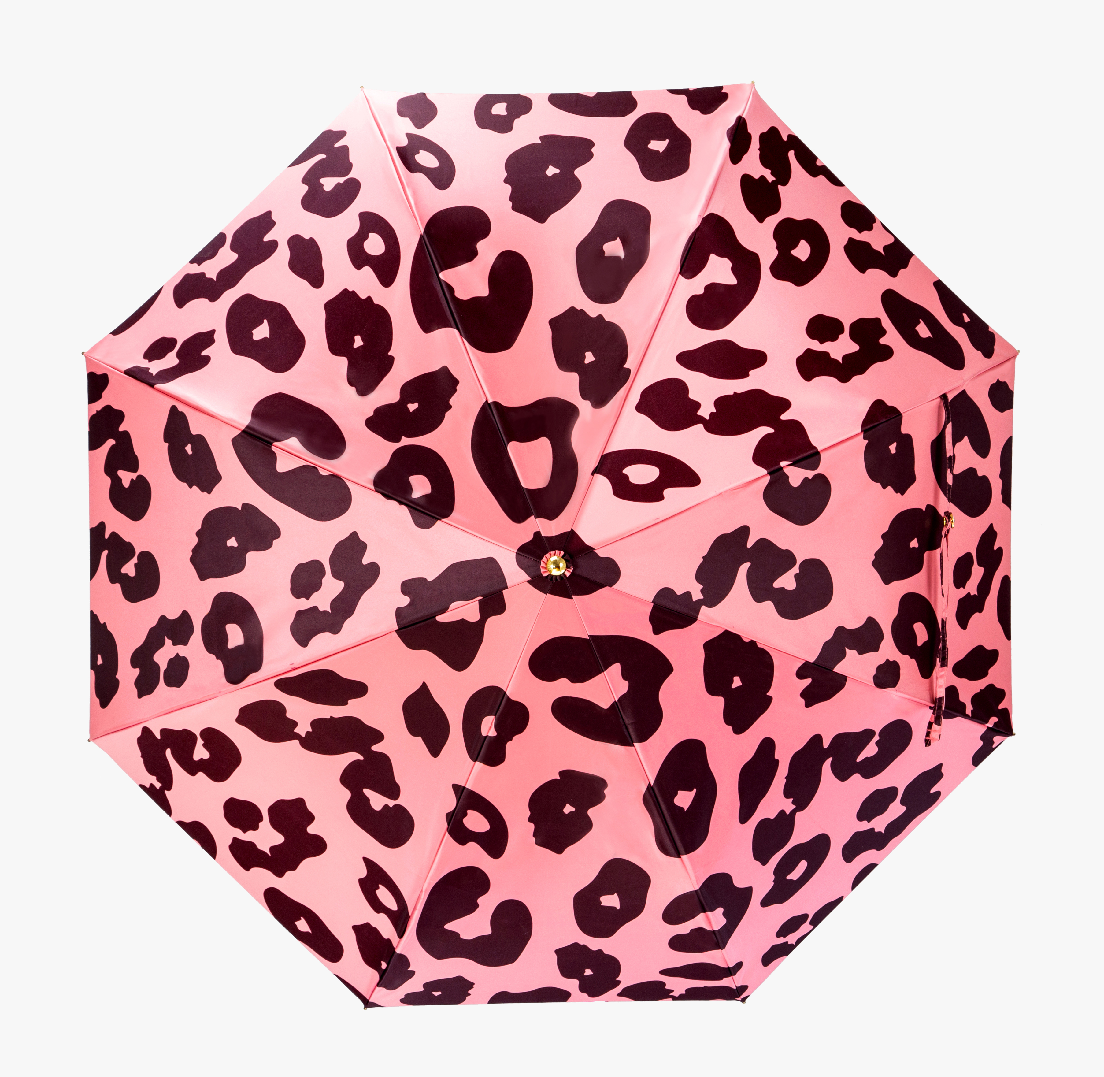 British short cat coral leopard print folding umbrella