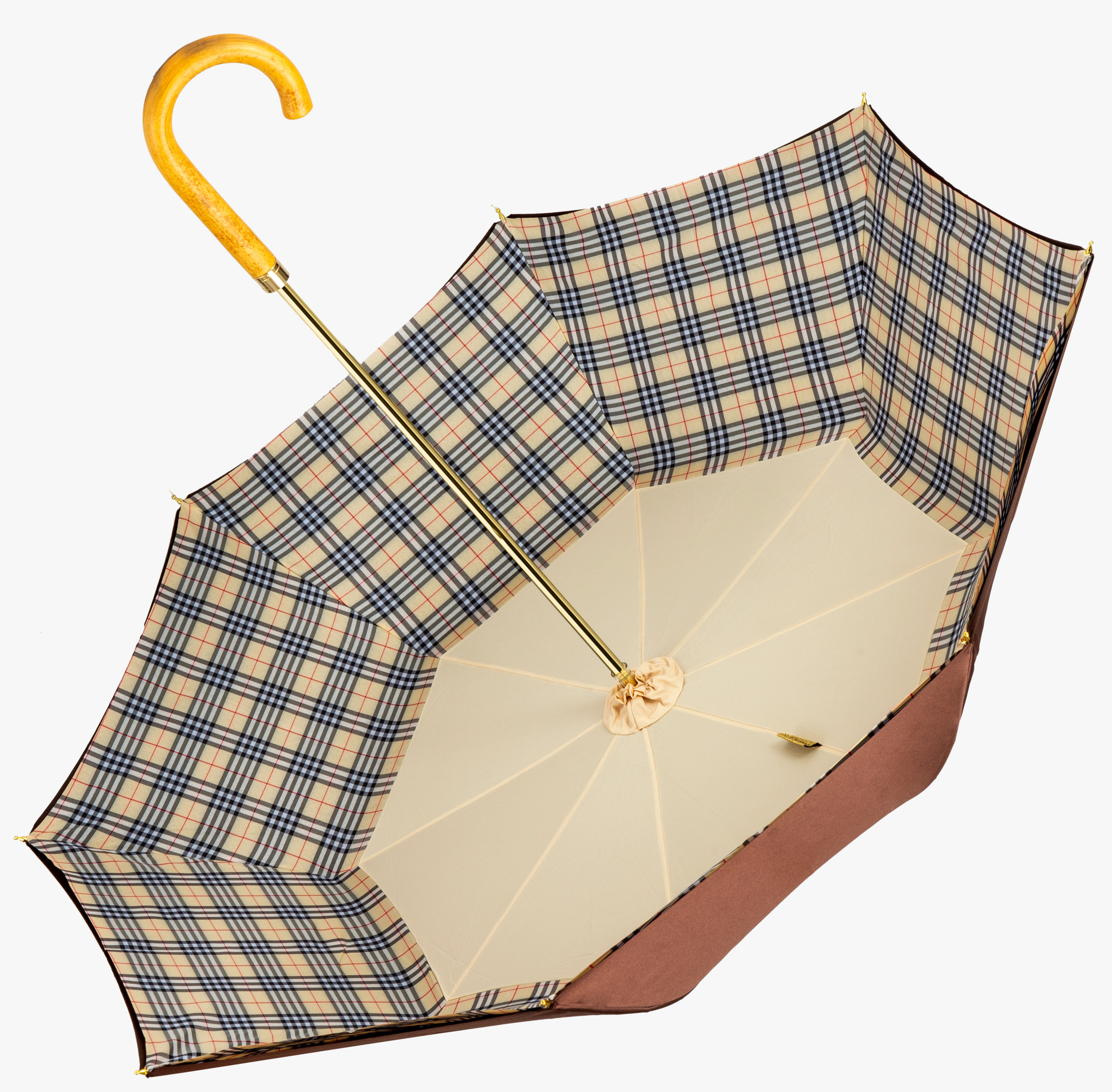 Stripe R3- True rattan and roasted Malacca-Umbrella with long handle