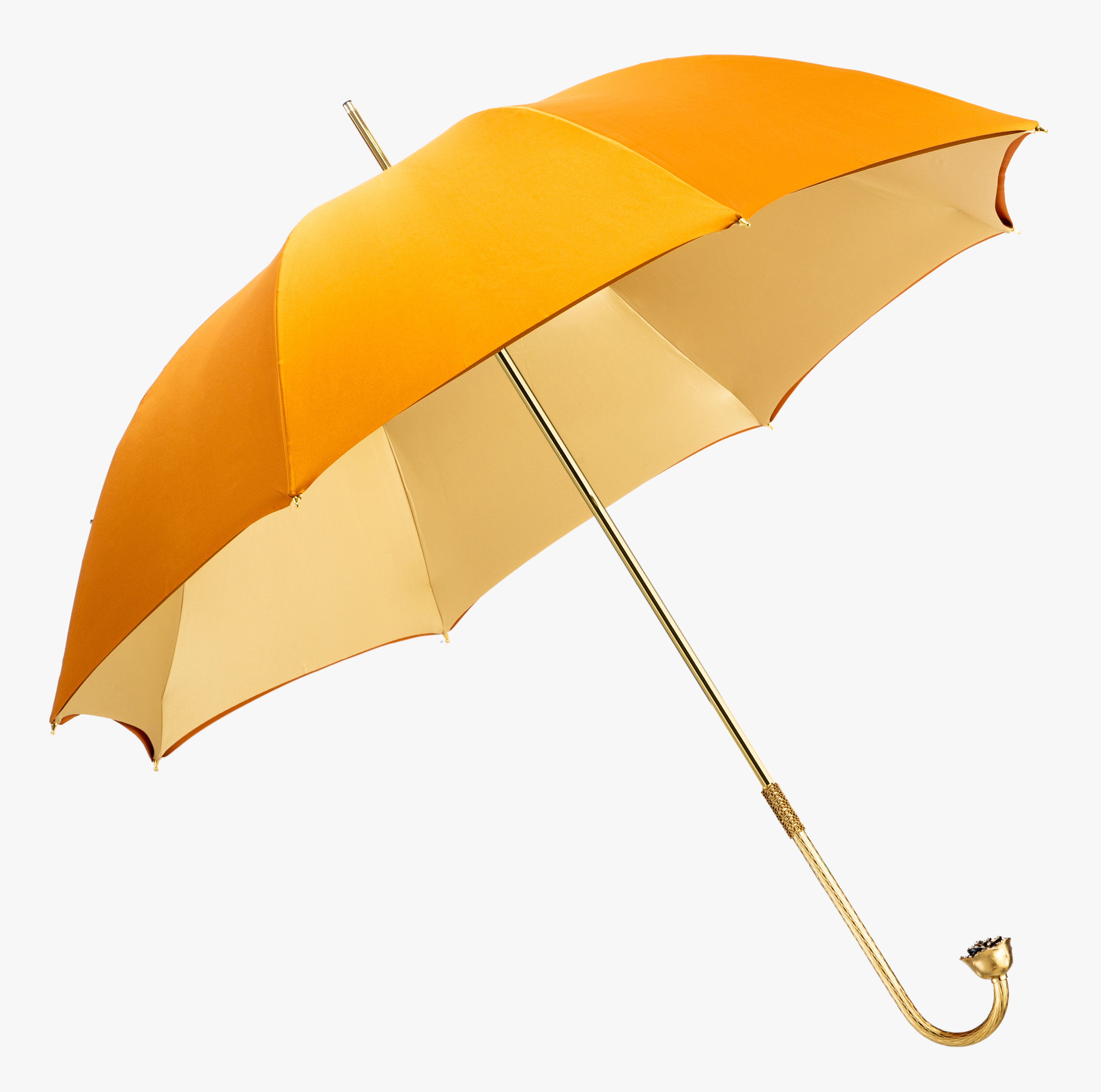 Deciduous yellow-curved rose-umbrella with long handle