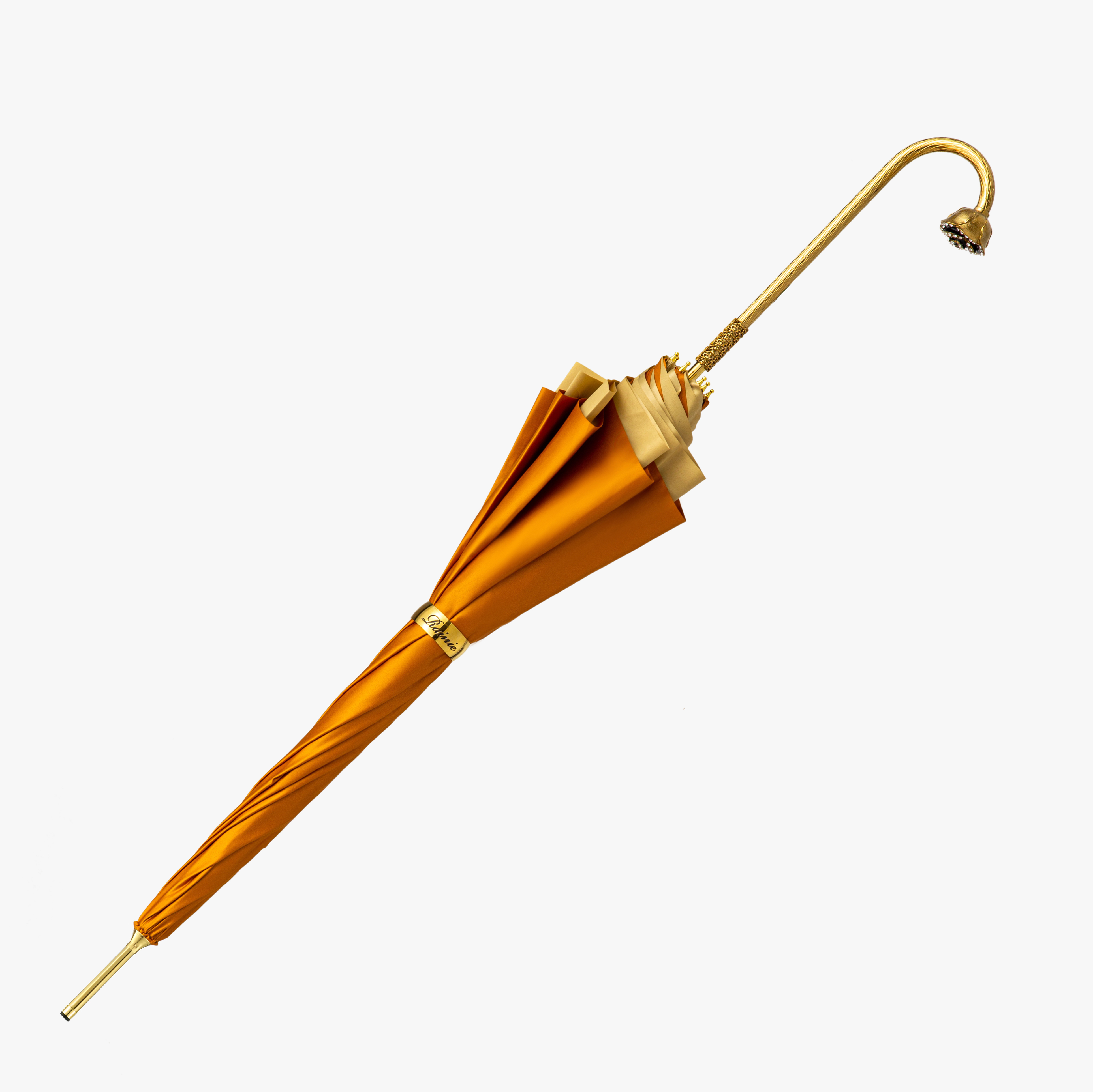 Deciduous yellow-curved rose-umbrella with long handle