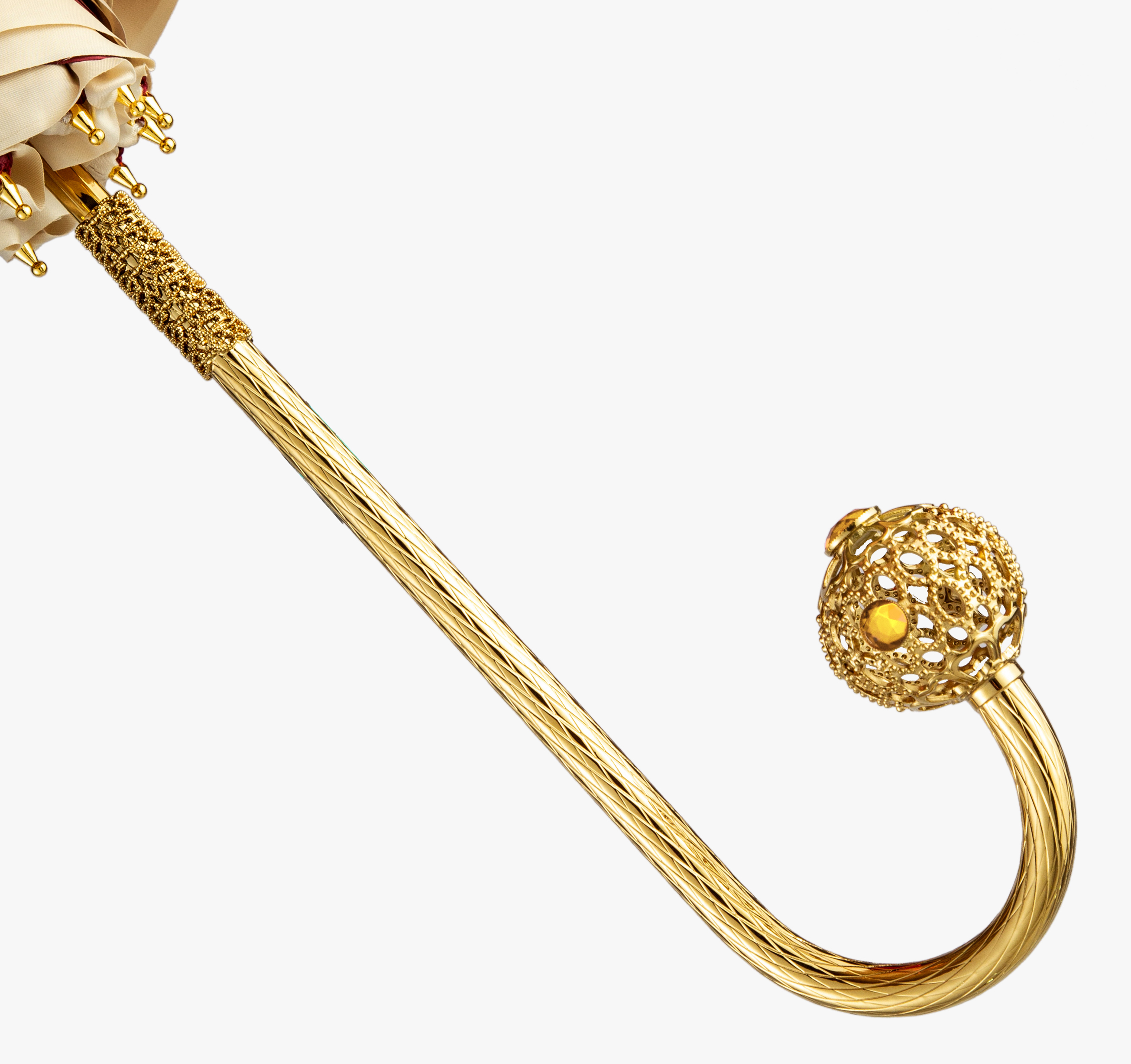 Moon yellow-exquisite bend-umbrella with long handle