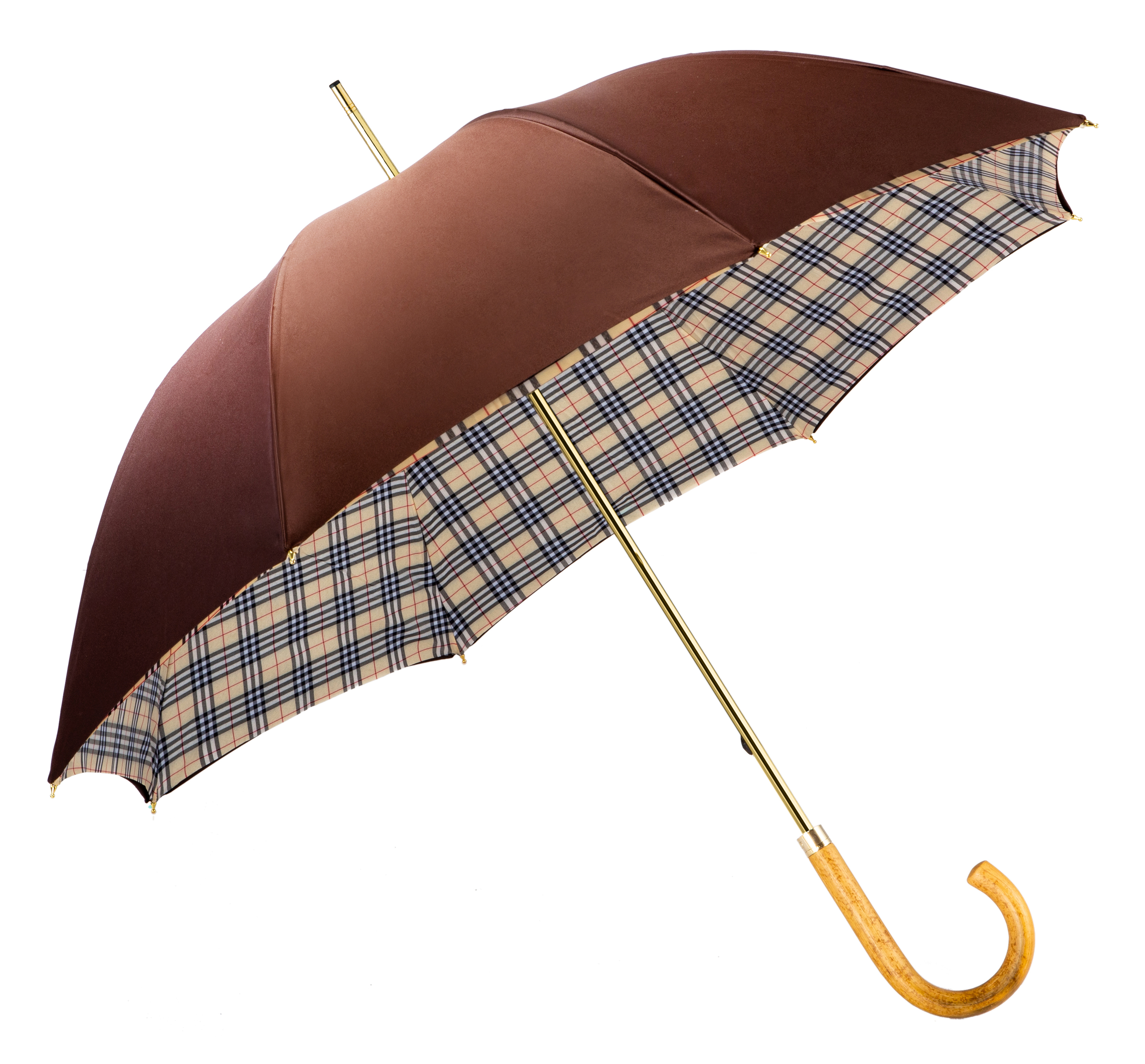 Stripe R3- True rattan and roasted Malacca-Umbrella with long handle