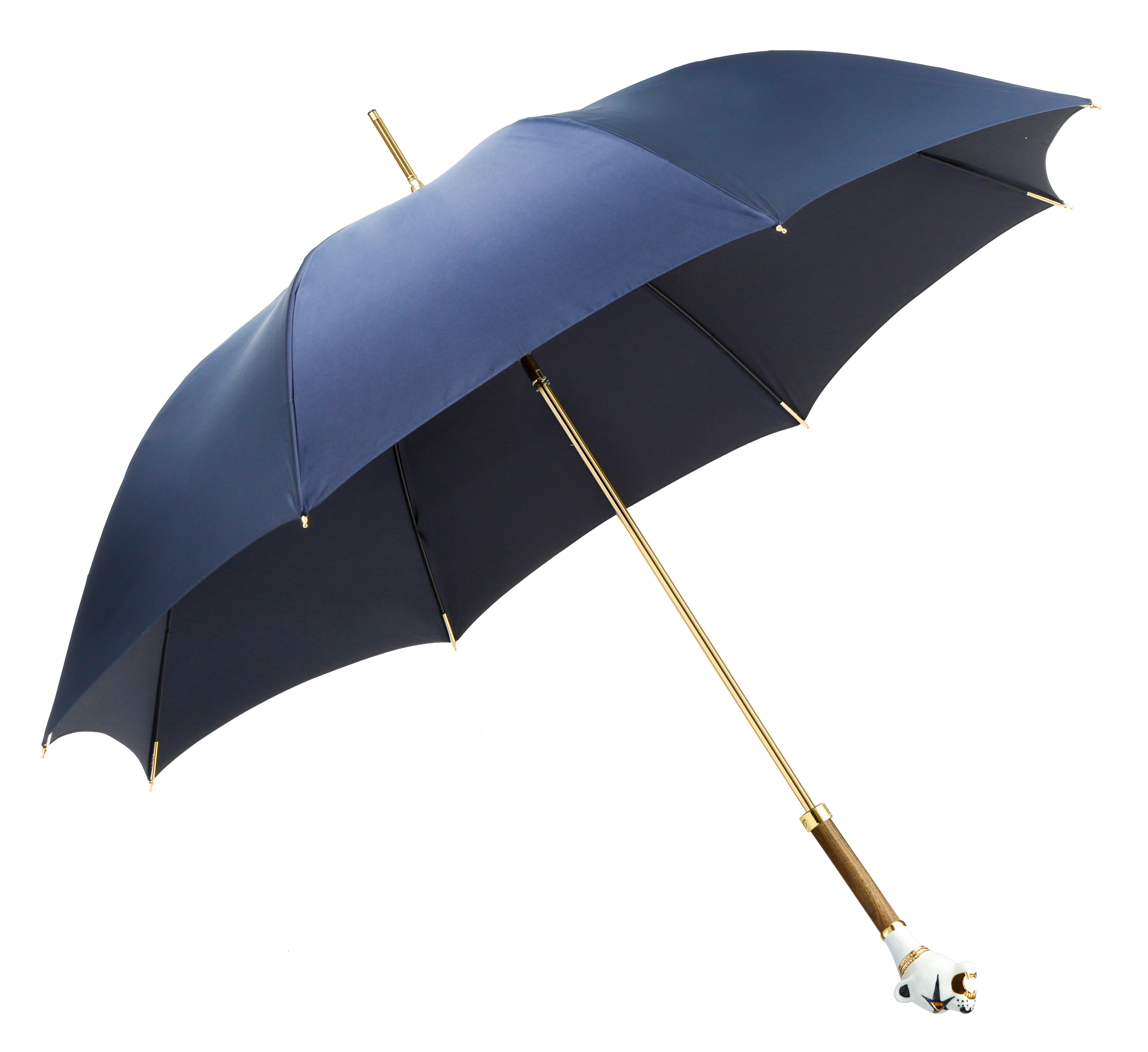 Azure blue-snow leopard-umbrella with long handle