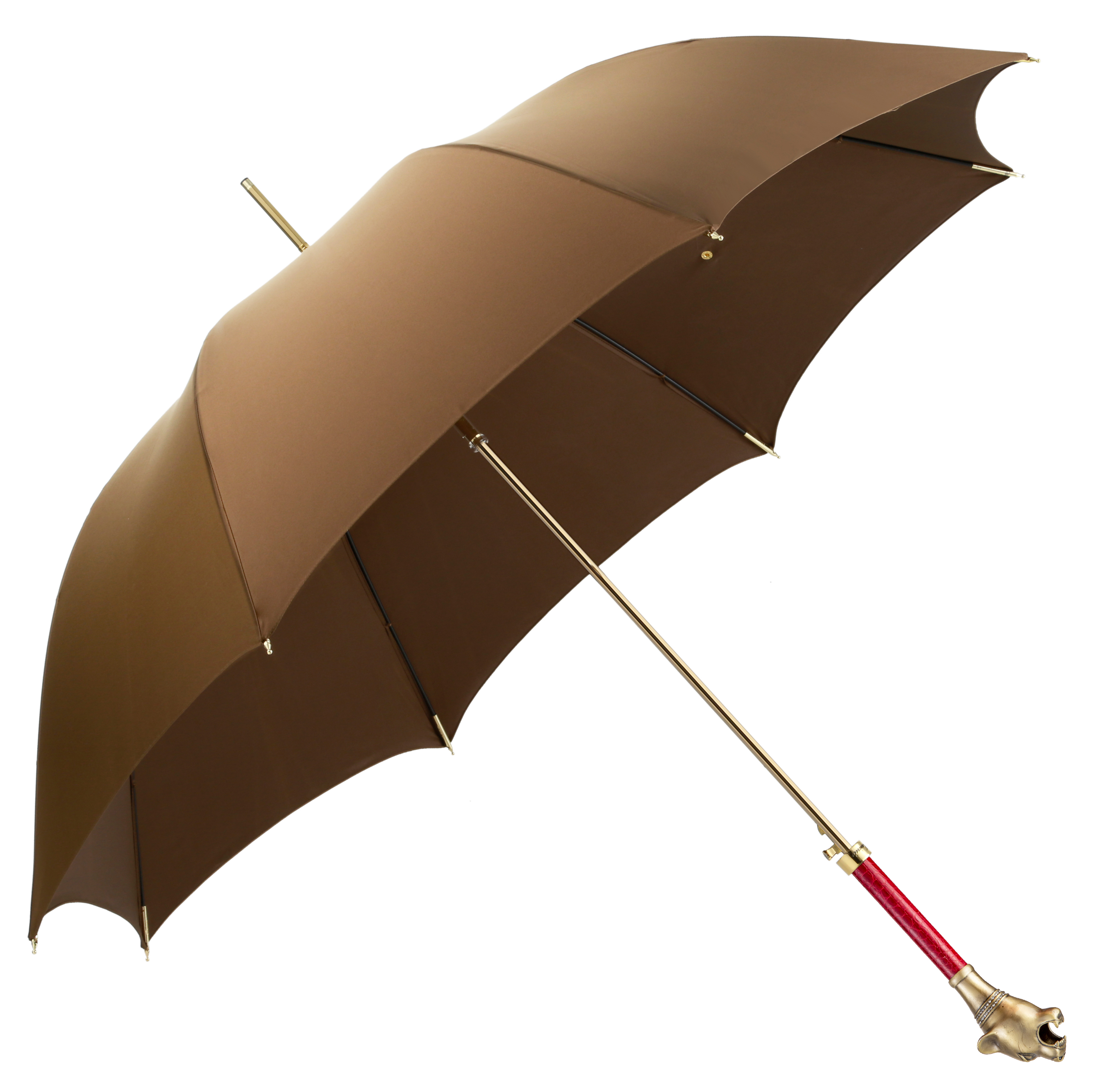 White Steel Leopard-Coconut Olive Palm-Long Handle Umbrella