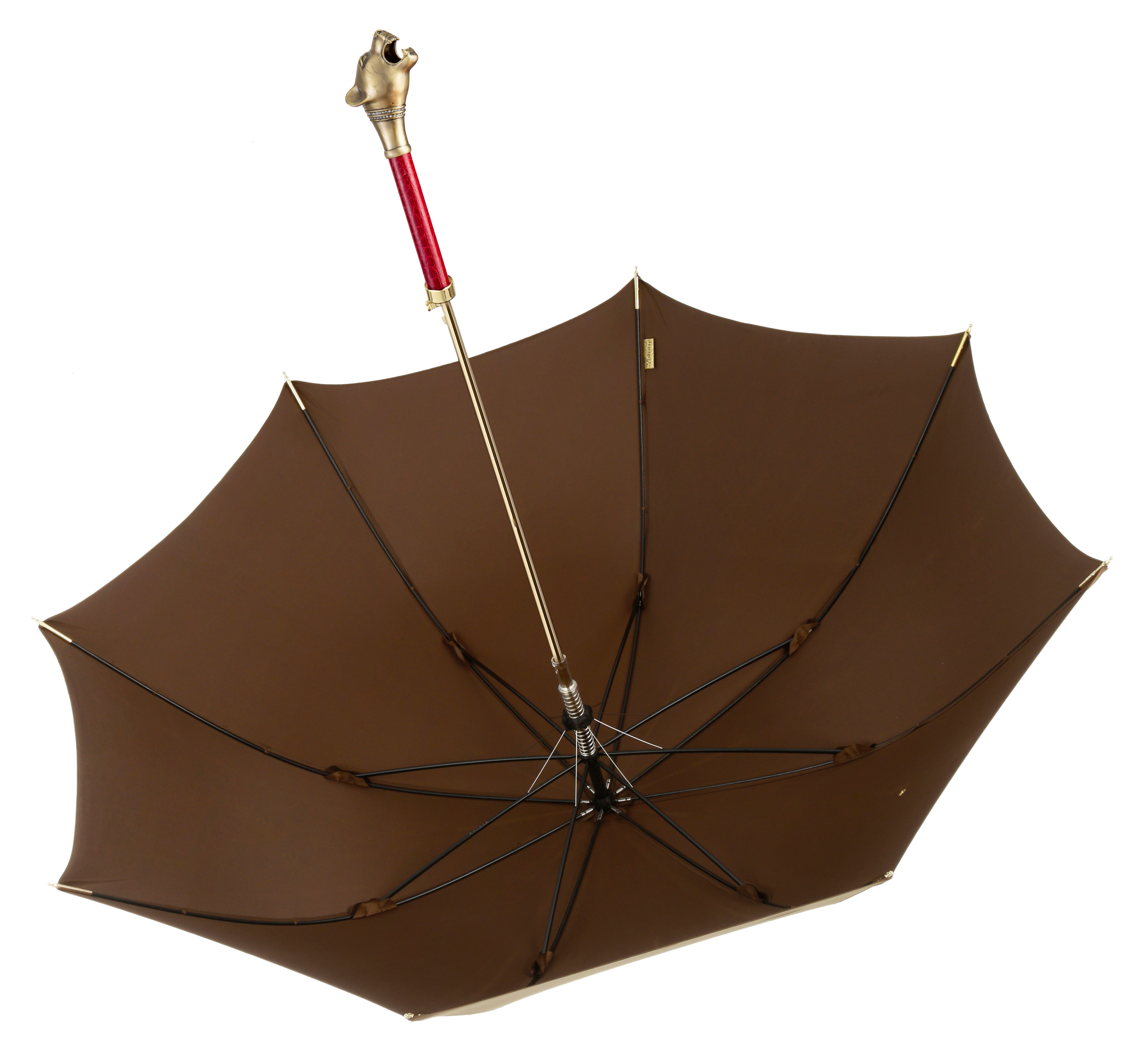 White Steel Leopard-Coconut Olive Palm-Long Handle Umbrella