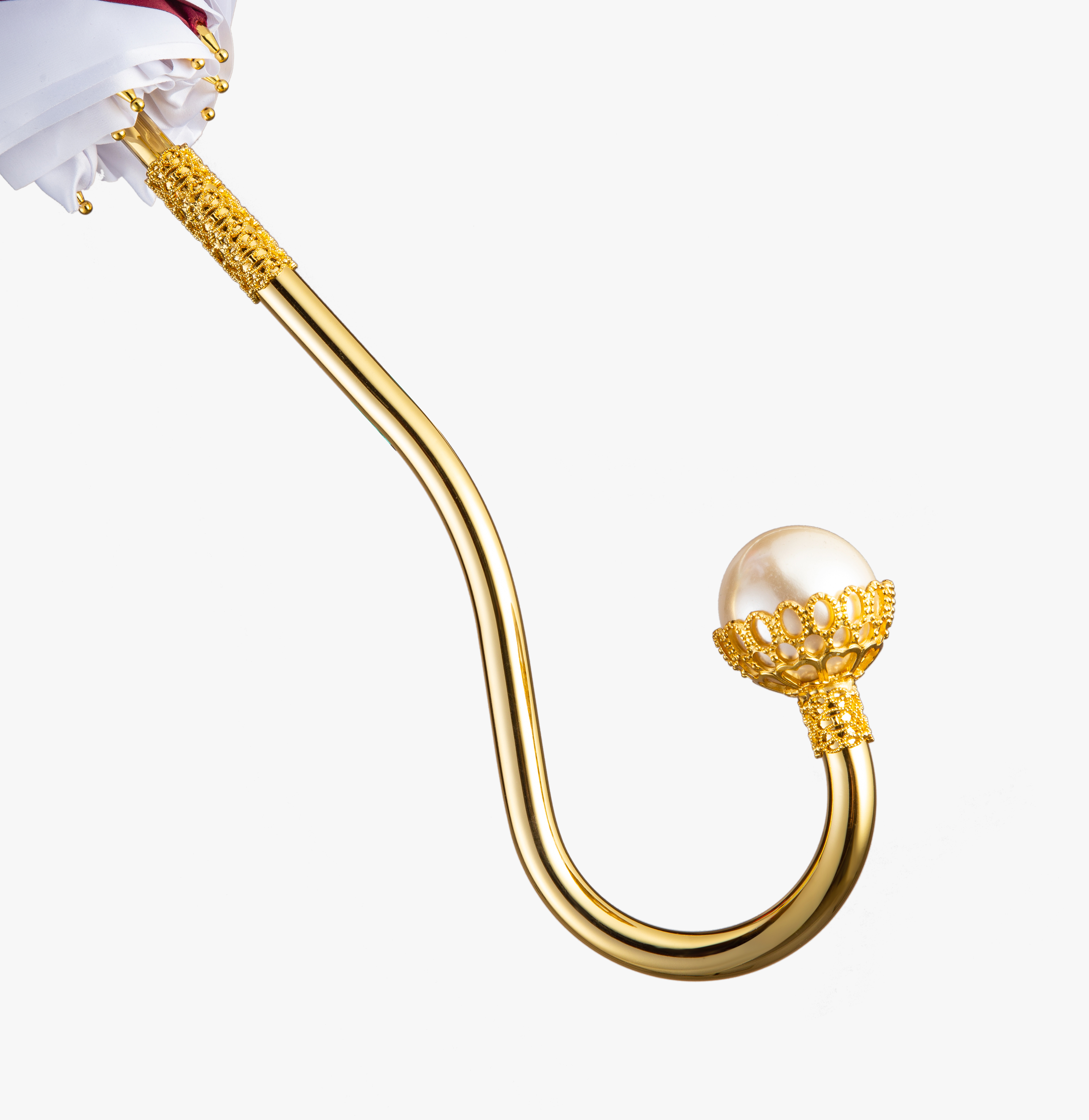 Amiti-semi-exquisite pearl elbow-long handle umbrella