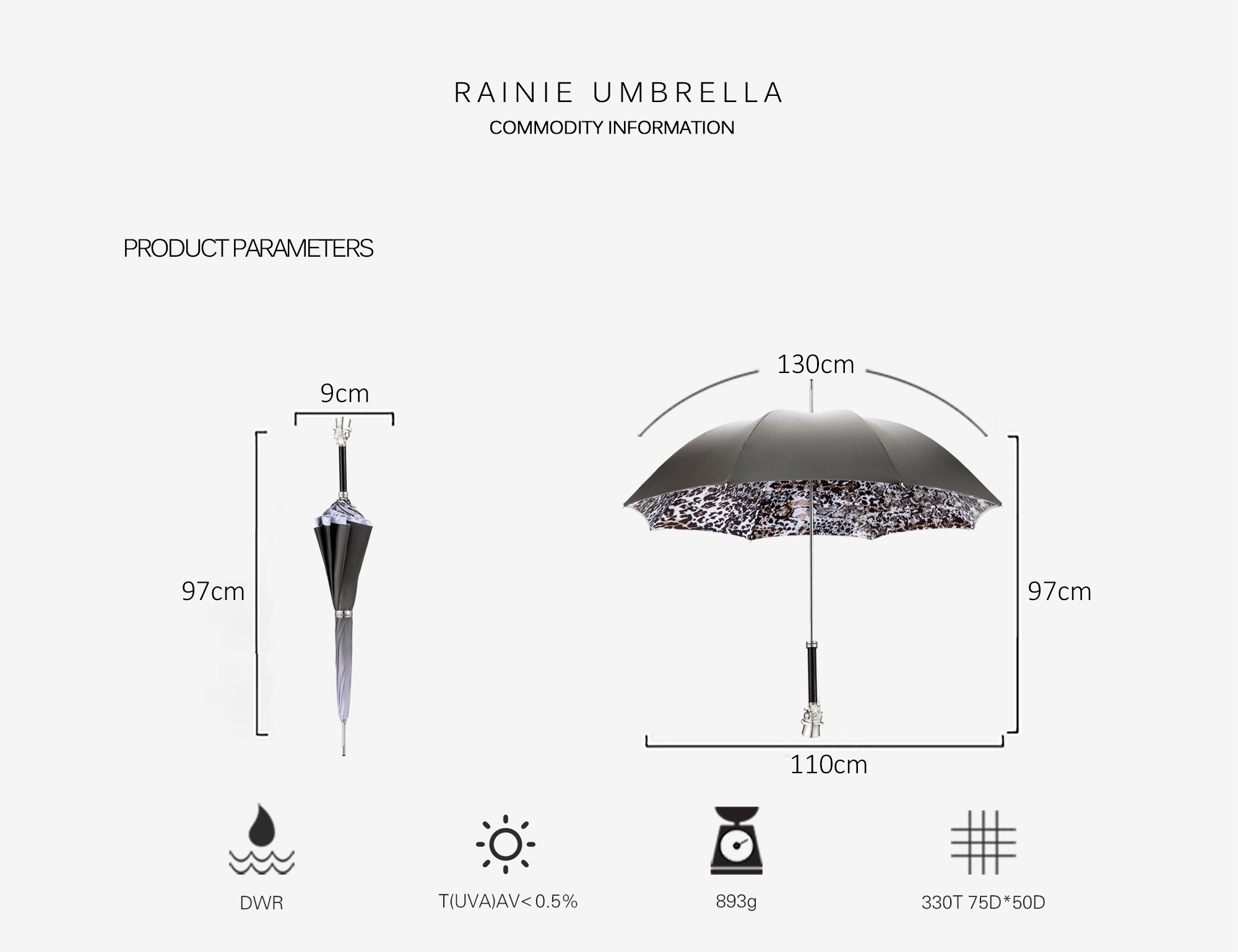 Gentleman's Skull Double straight handle umbrella