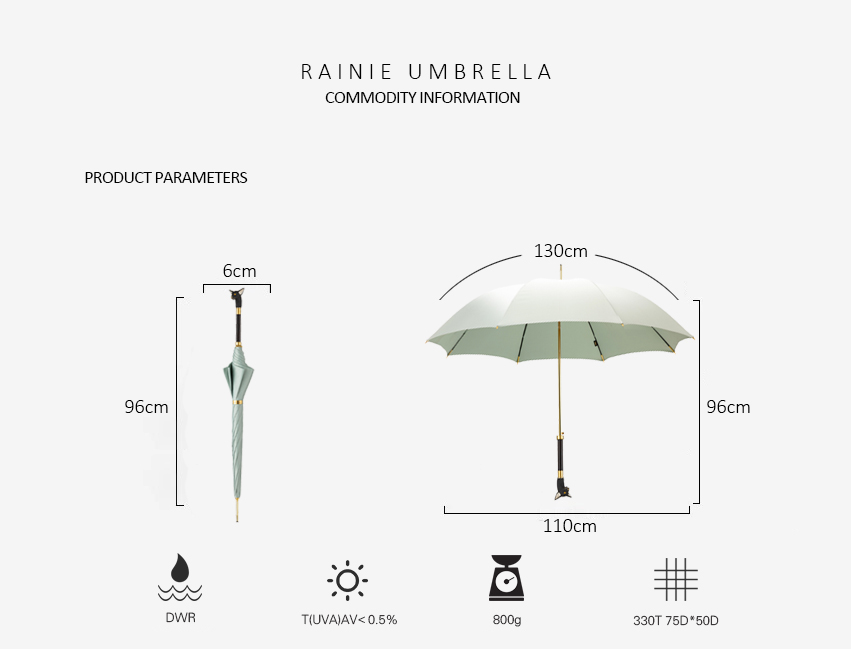 Frosted long-eared cat umbrella with straight handle