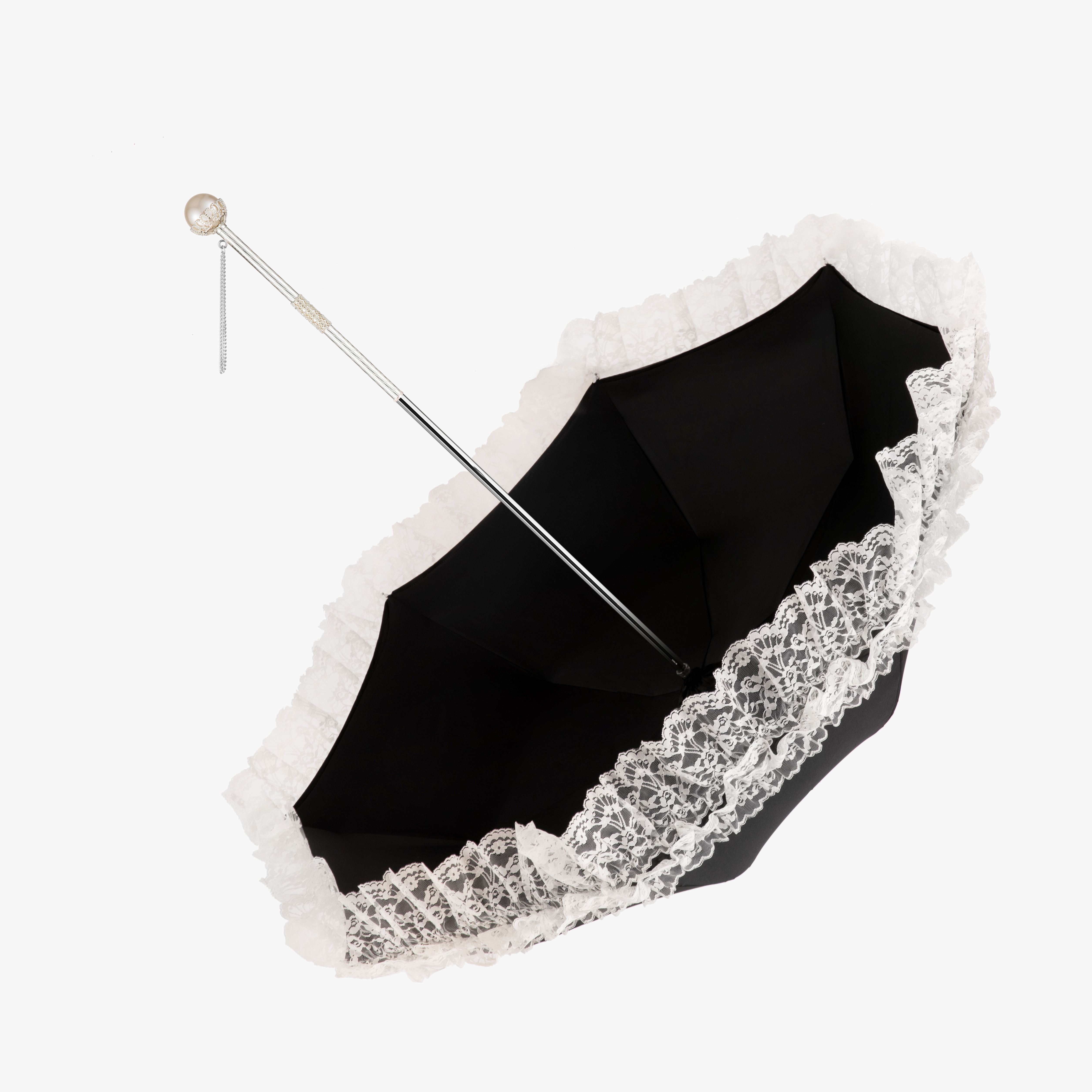 Exquisite pearl double long handle umbrella