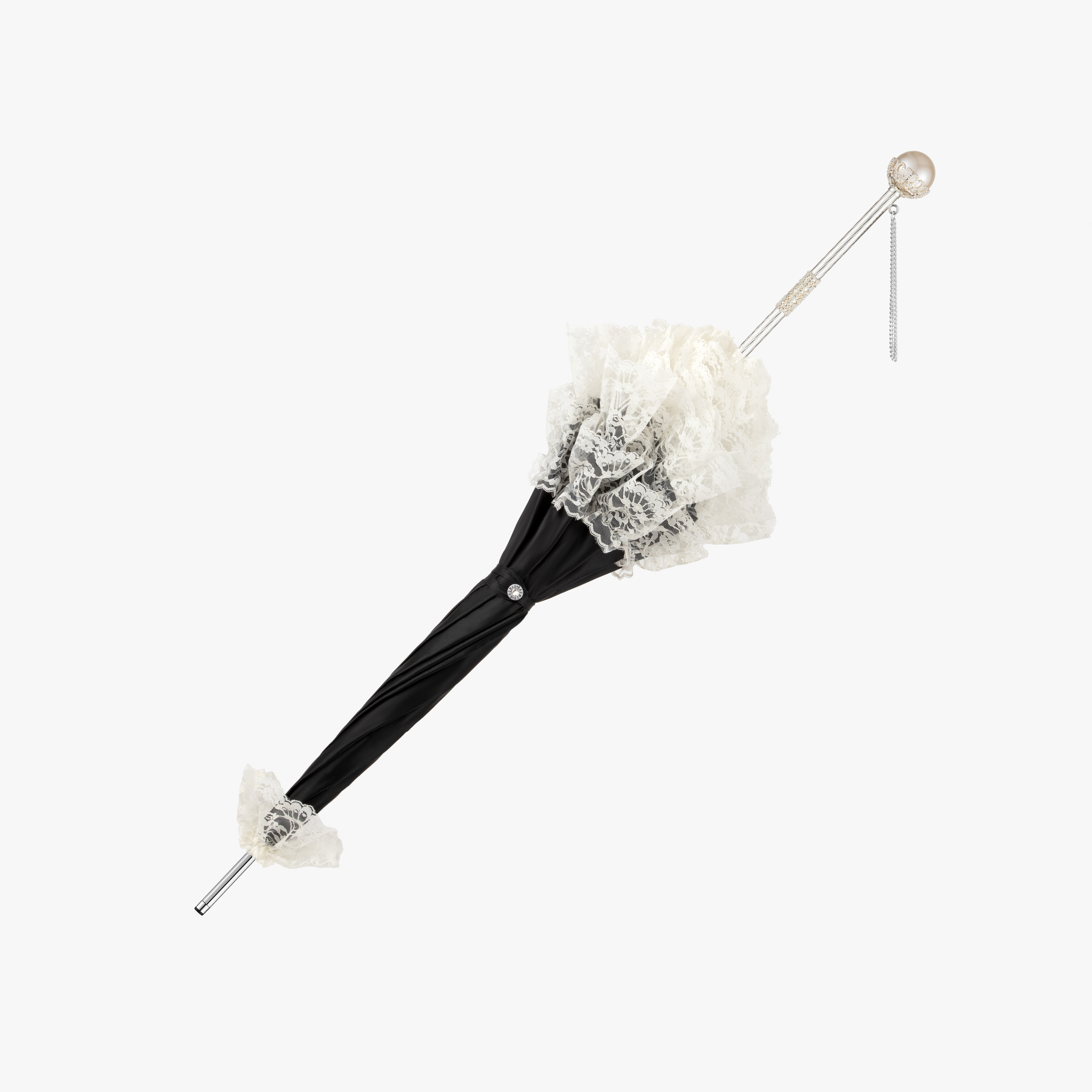 Exquisite pearl double long handle umbrella
