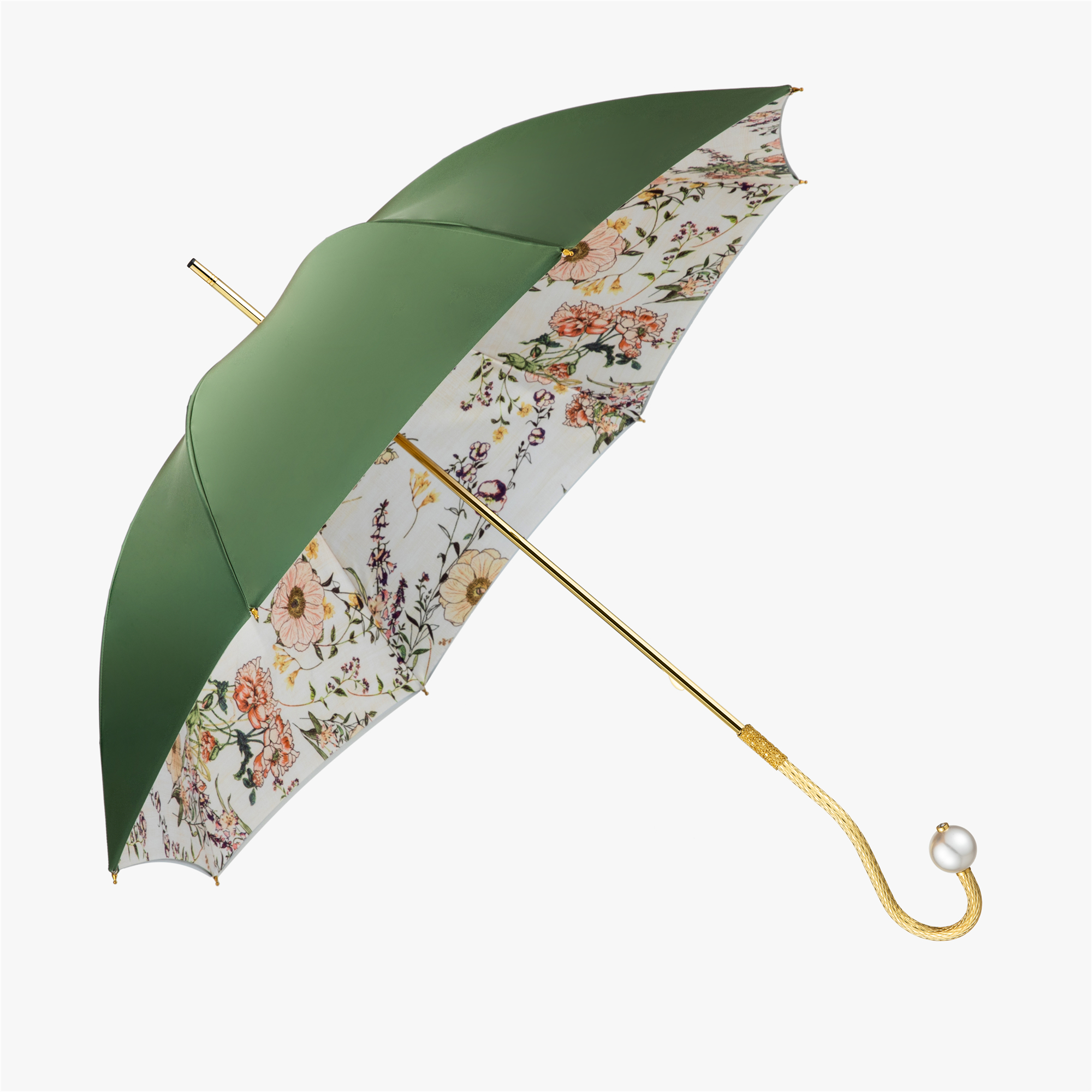 Pearl curved handle one drill double long handle umbrella