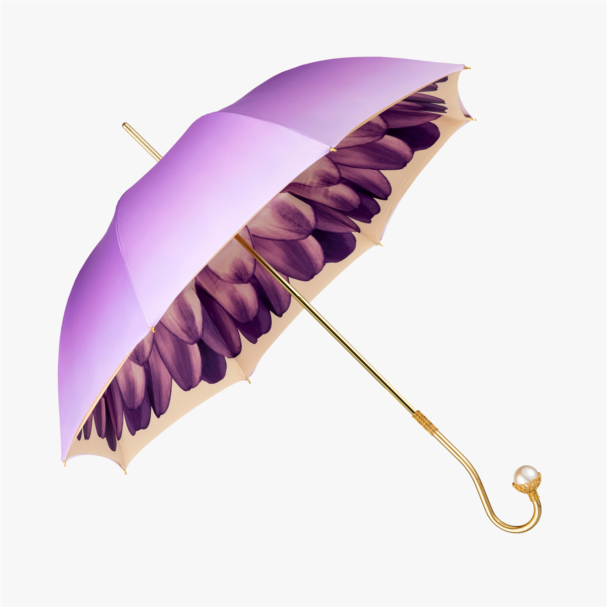 Pearl double umbrella with curved handle