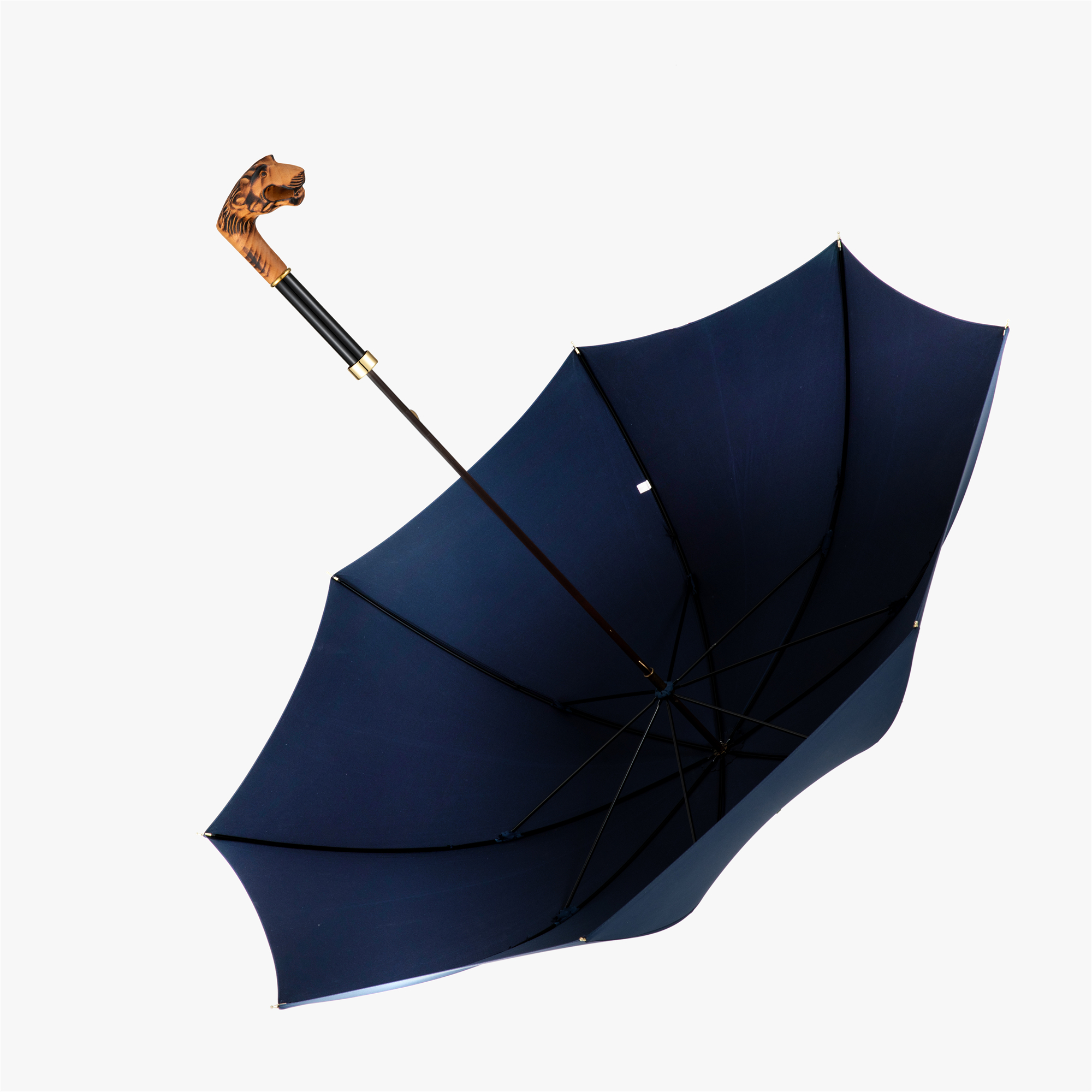 Wooden leopard umbrella with straight handle