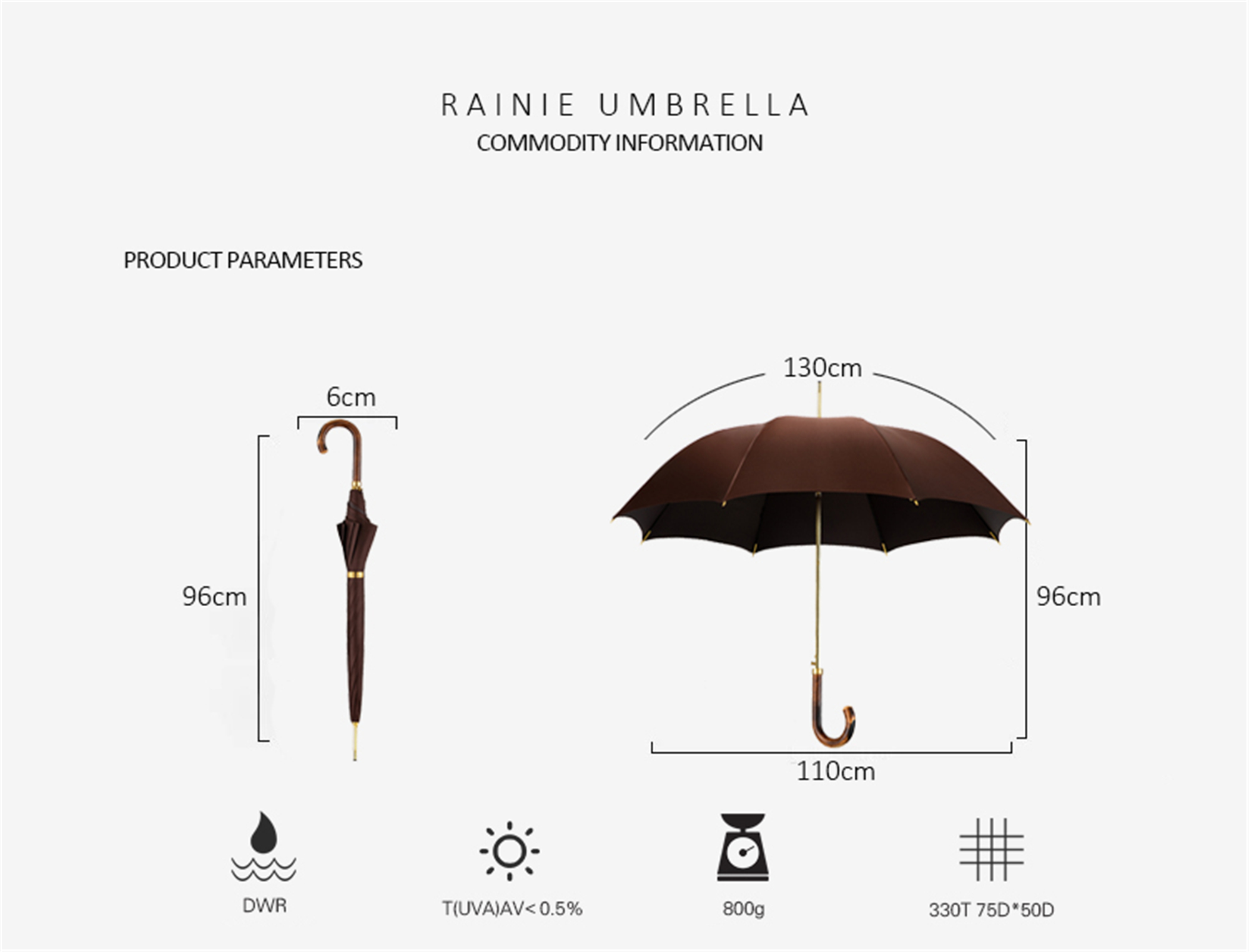 Maple ox horn umbrella with straight handle