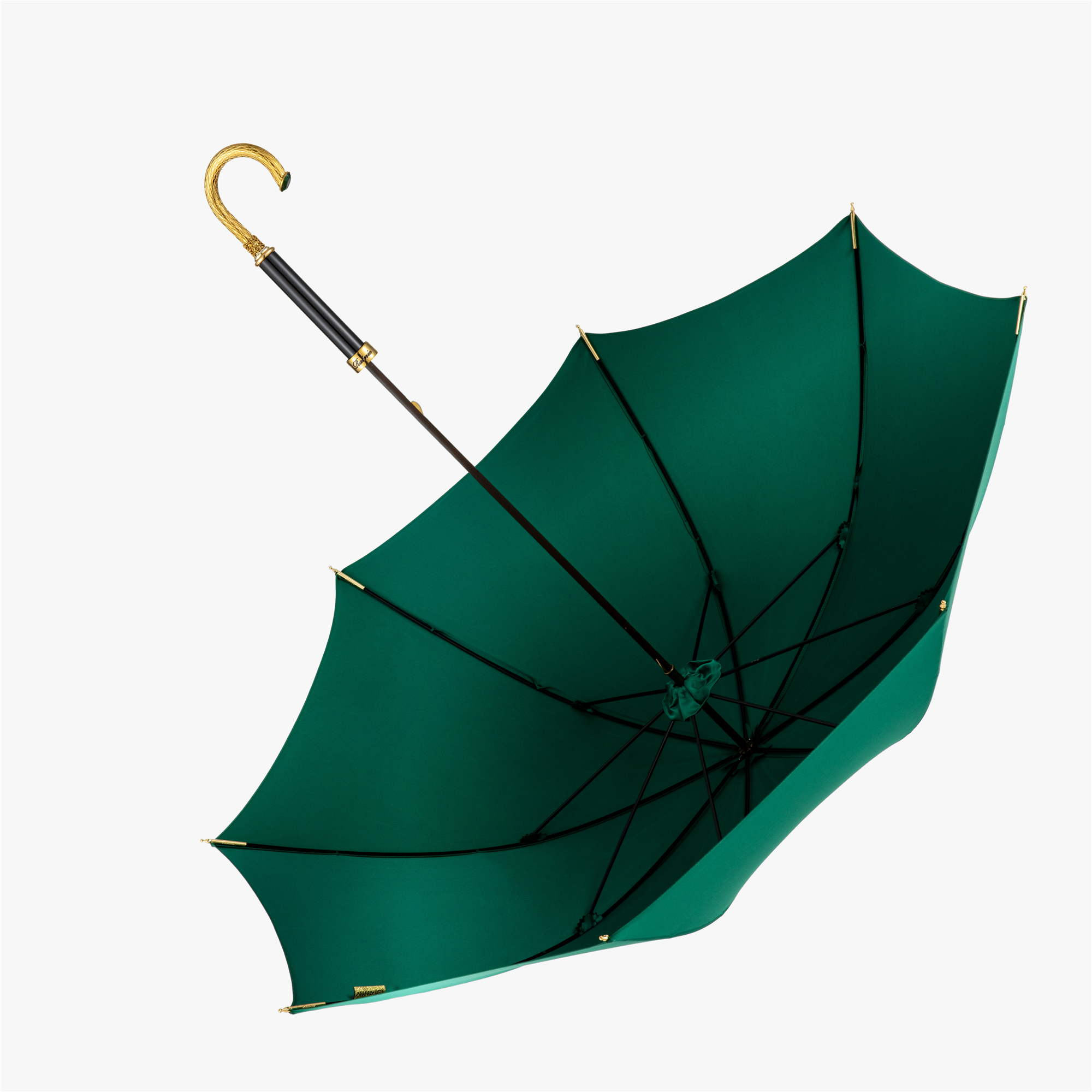 Long umbrella with metal wooden handle