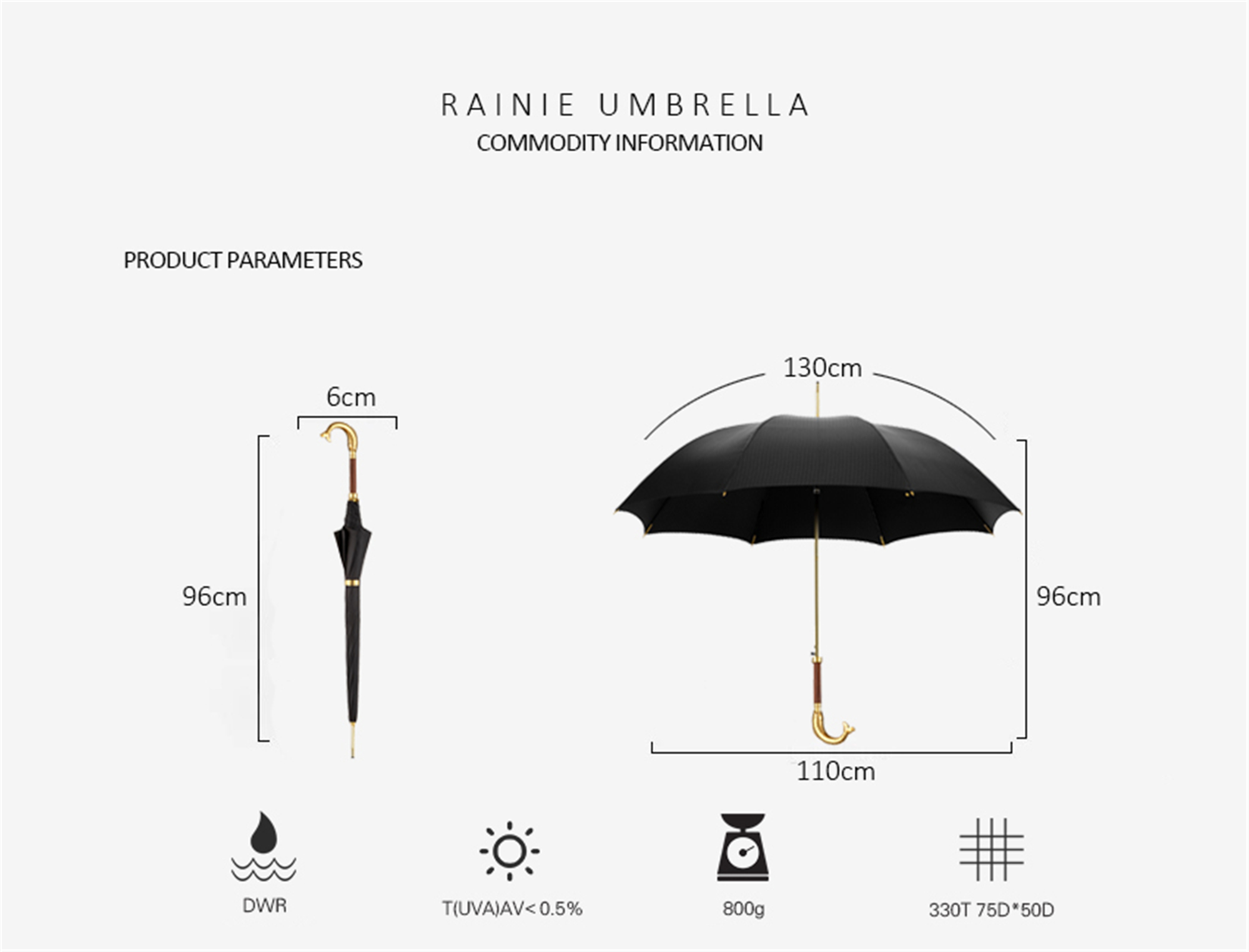 Carp umbrella with straight handle