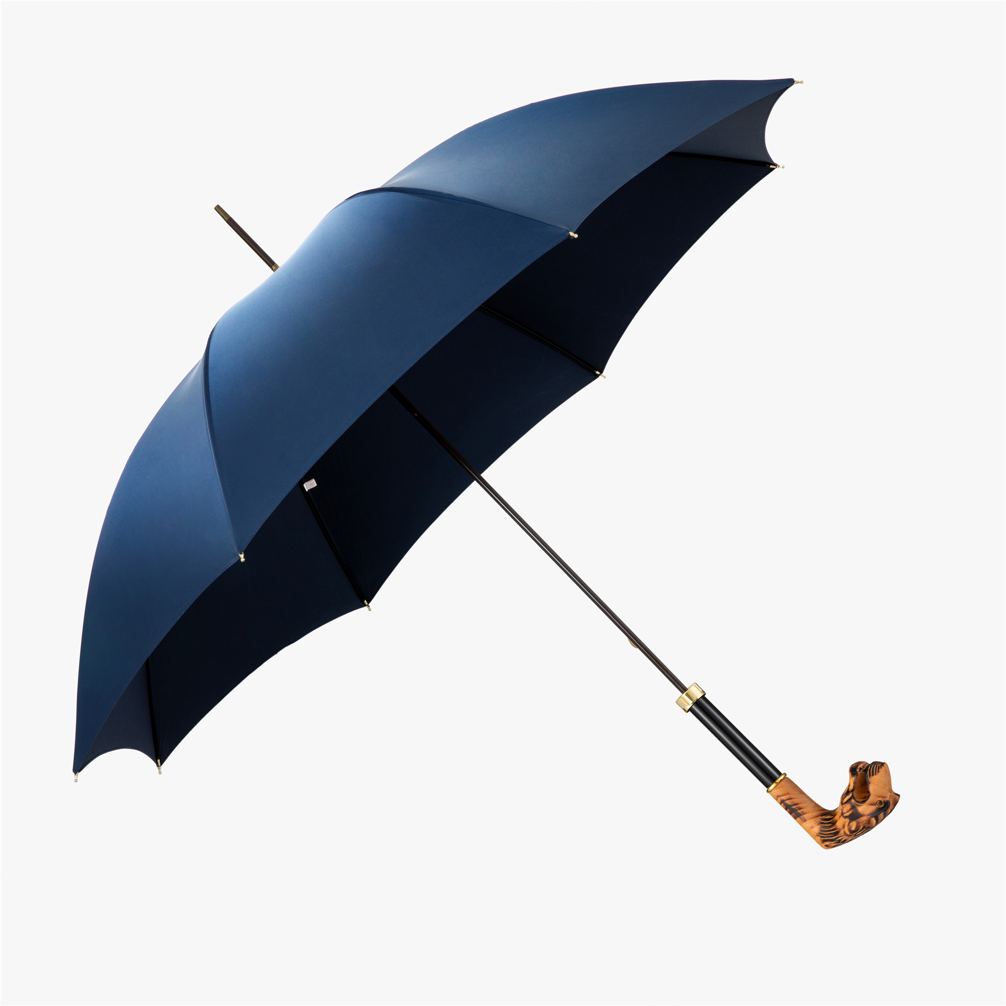 Wooden leopard umbrella with straight handle