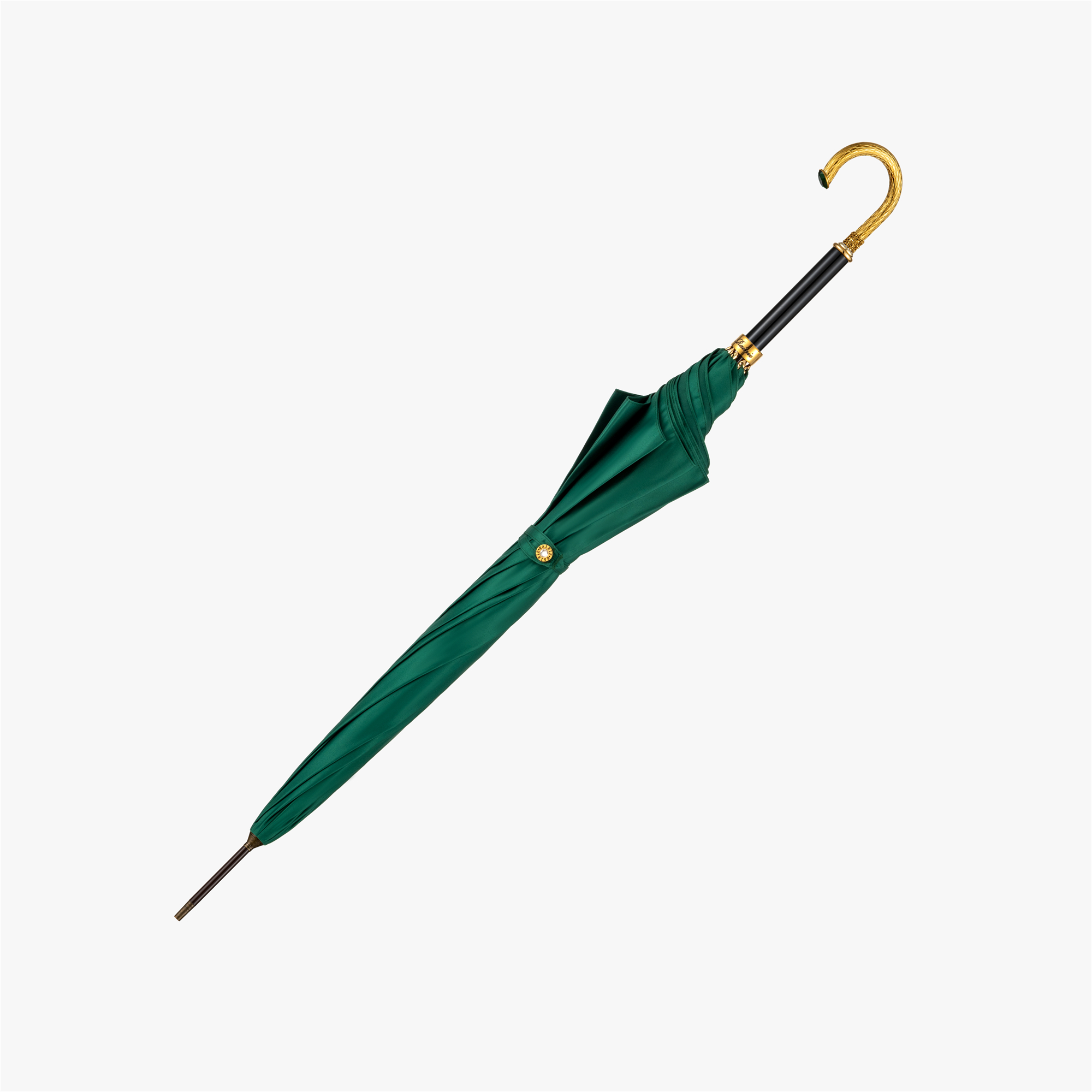 Long umbrella with metal wooden handle