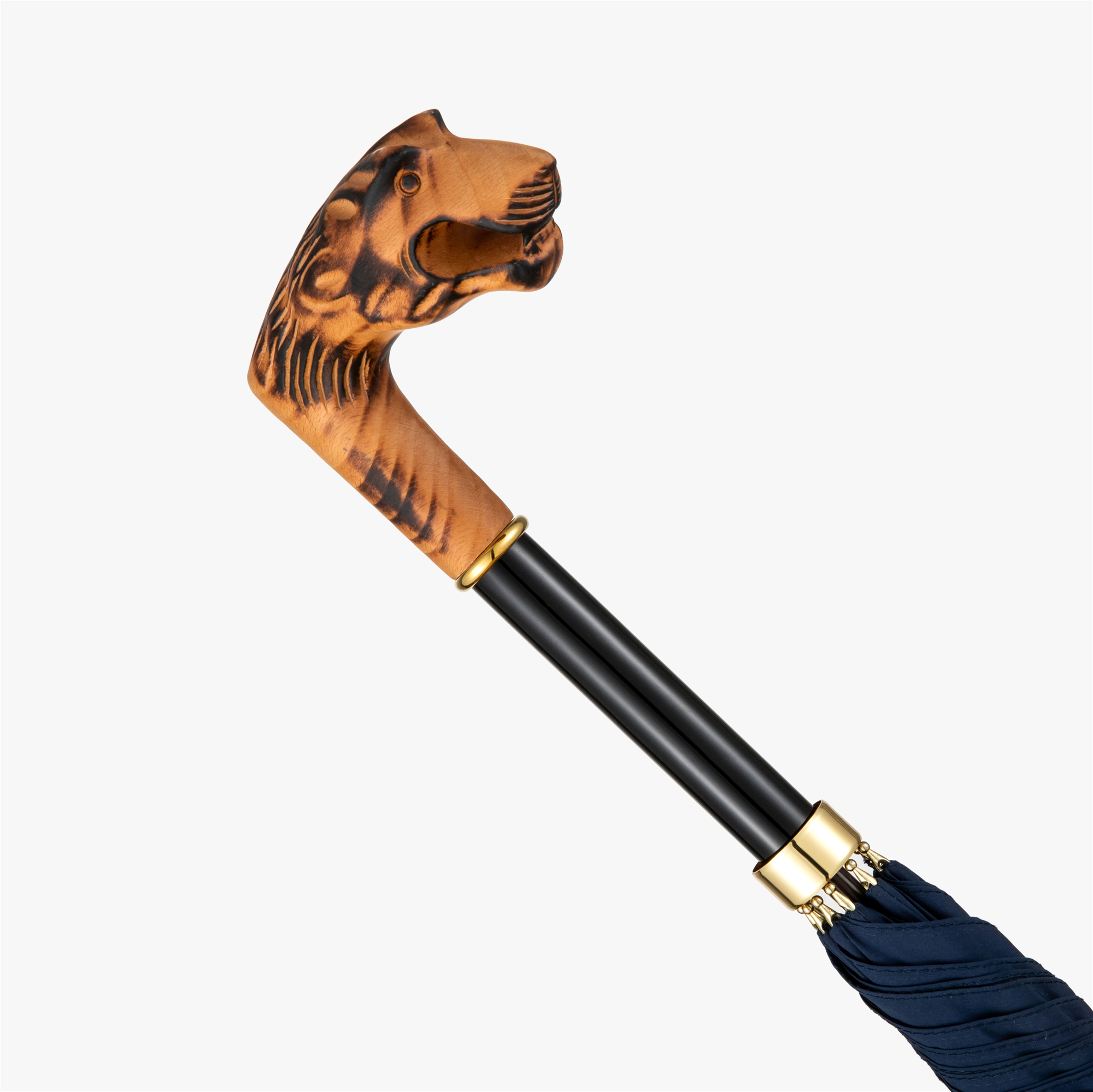 Wooden leopard umbrella with straight handle