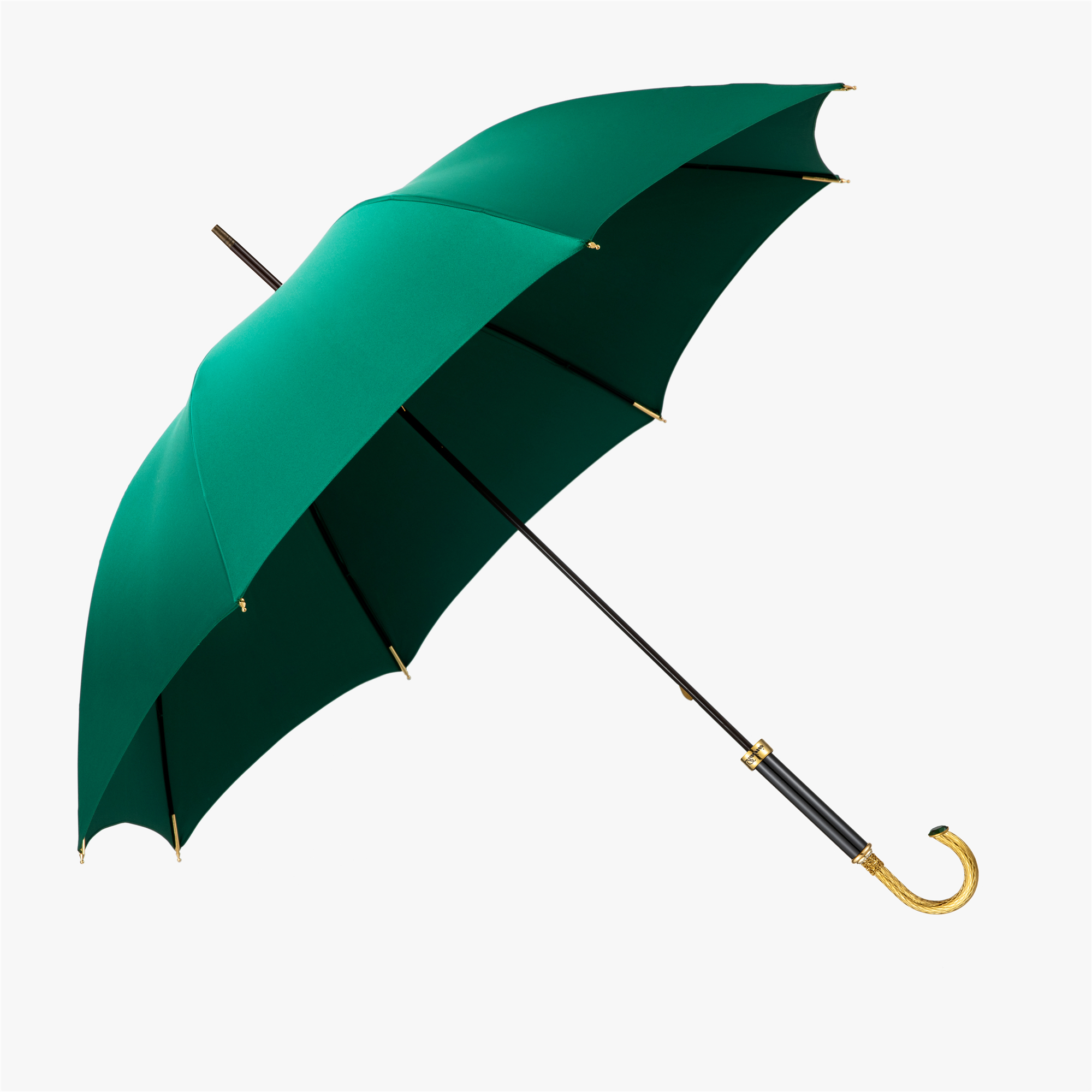 Long umbrella with metal wooden handle