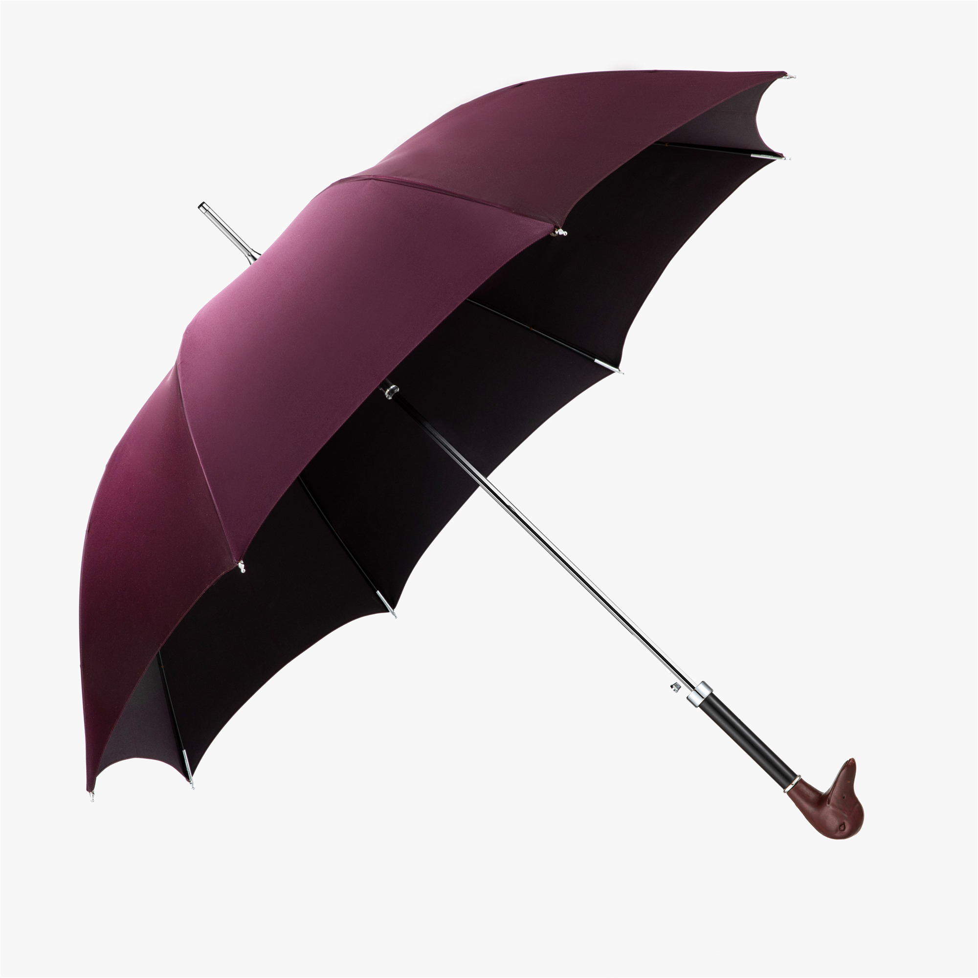 Wooden duck umbrella with straight handle
