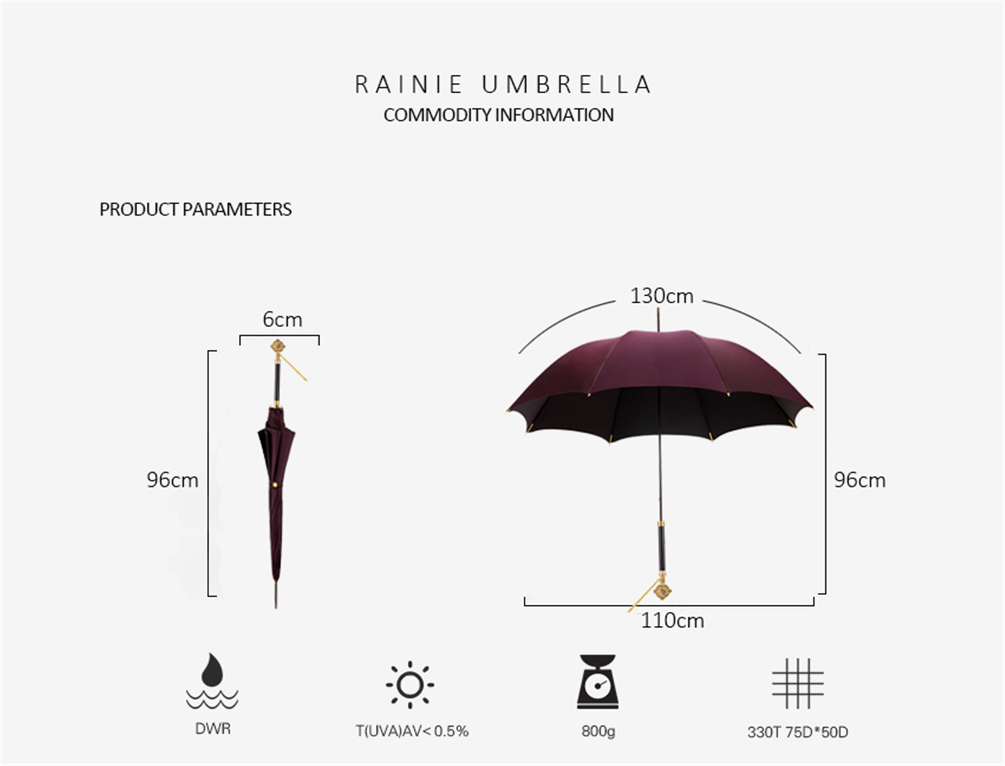 Exquisite ball umbrella with wooden handle
