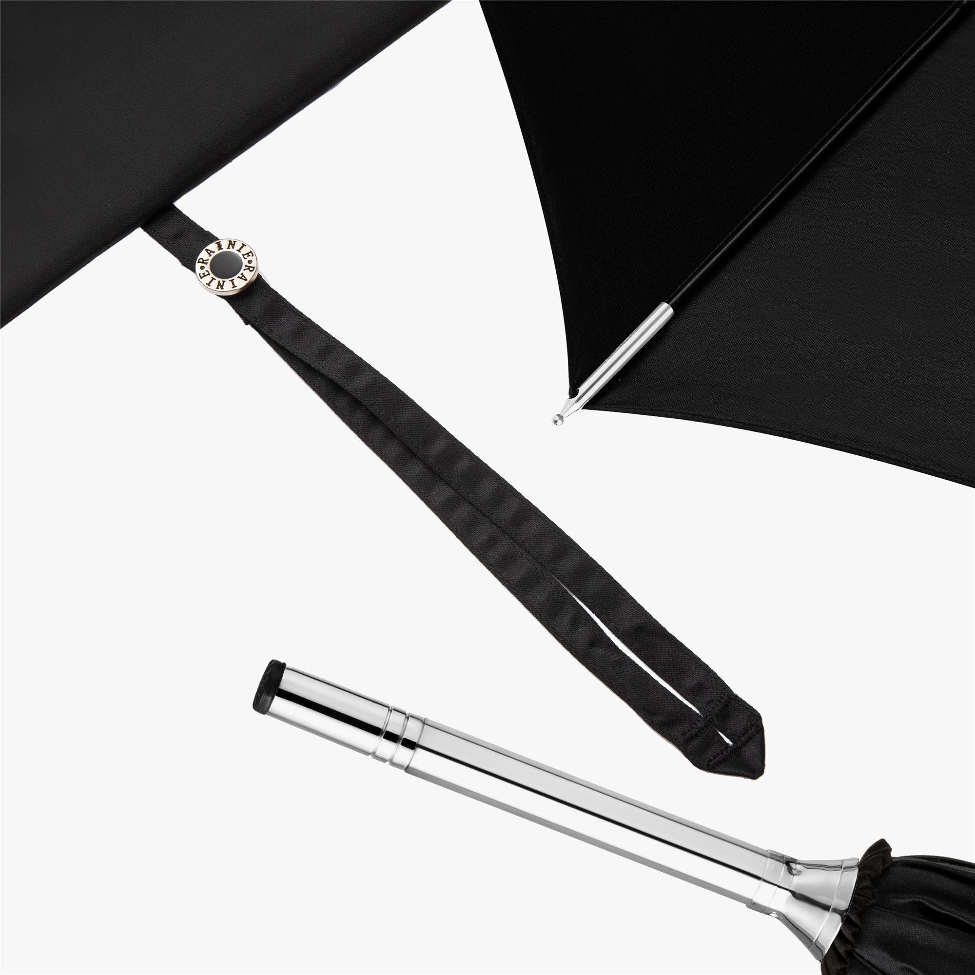 Lambskin umbrella with curved handle