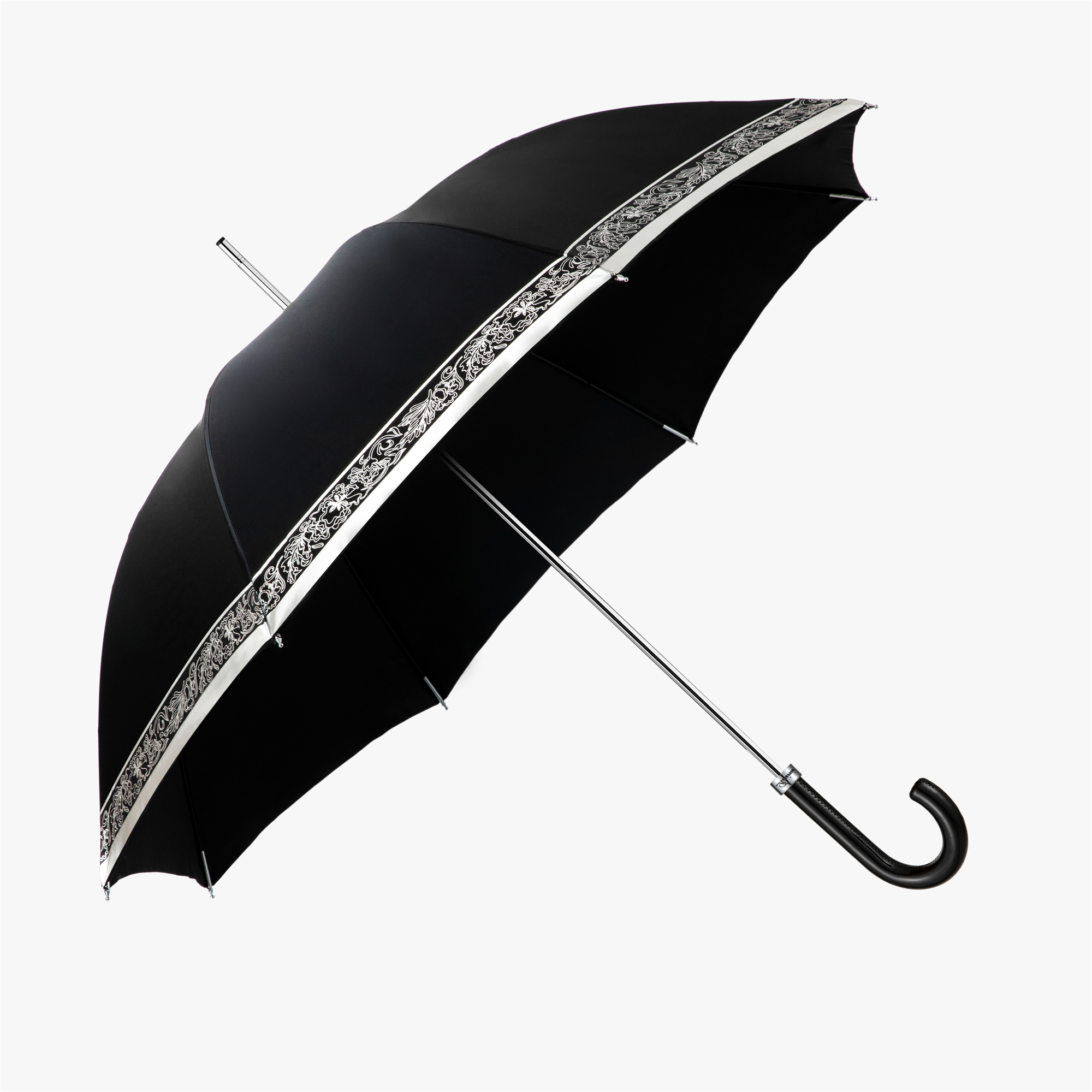 Lambskin umbrella with curved handle