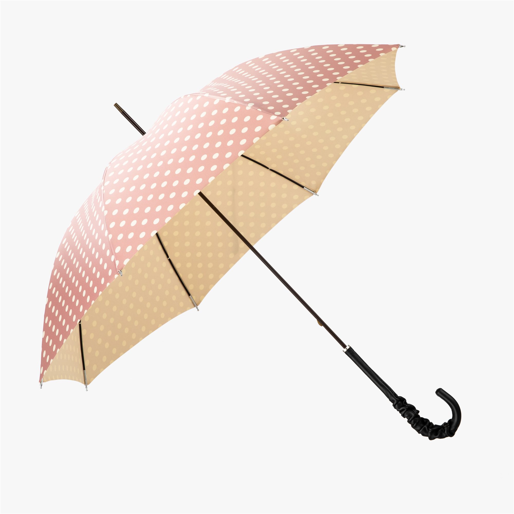 Leather curved umbrella with long handle