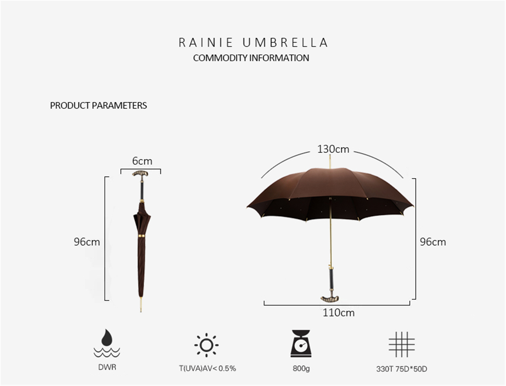 Bronze wand with long handle umbrella