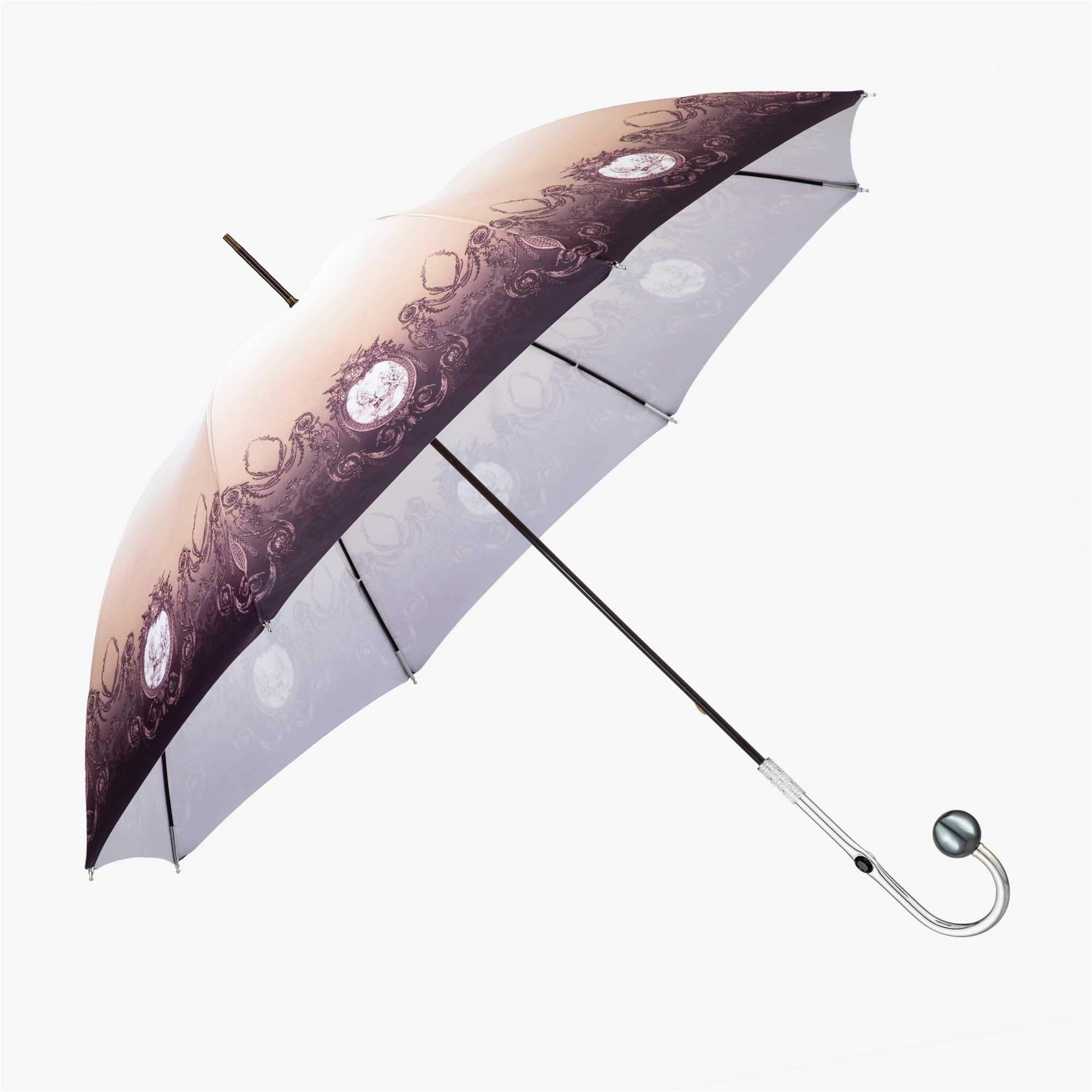Black pearl umbrella with curved handle