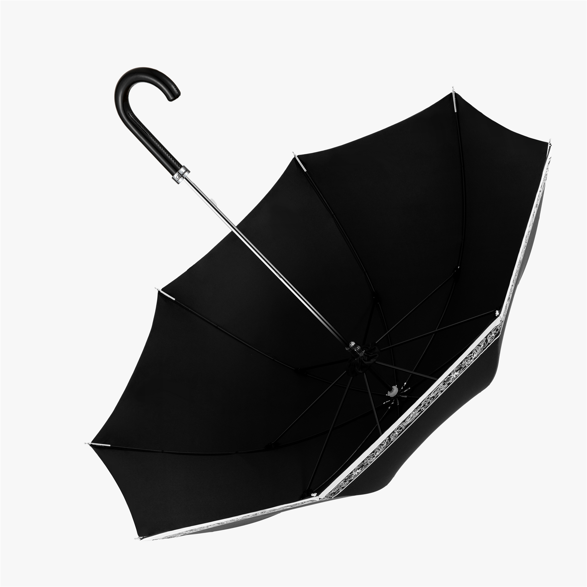 Lambskin umbrella with curved handle