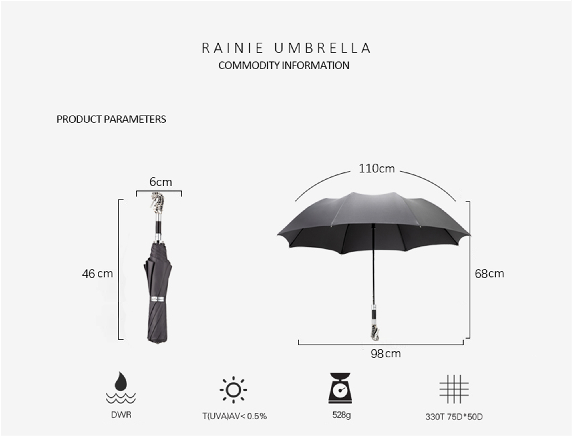 Two fold Seahorse Folding umbrella