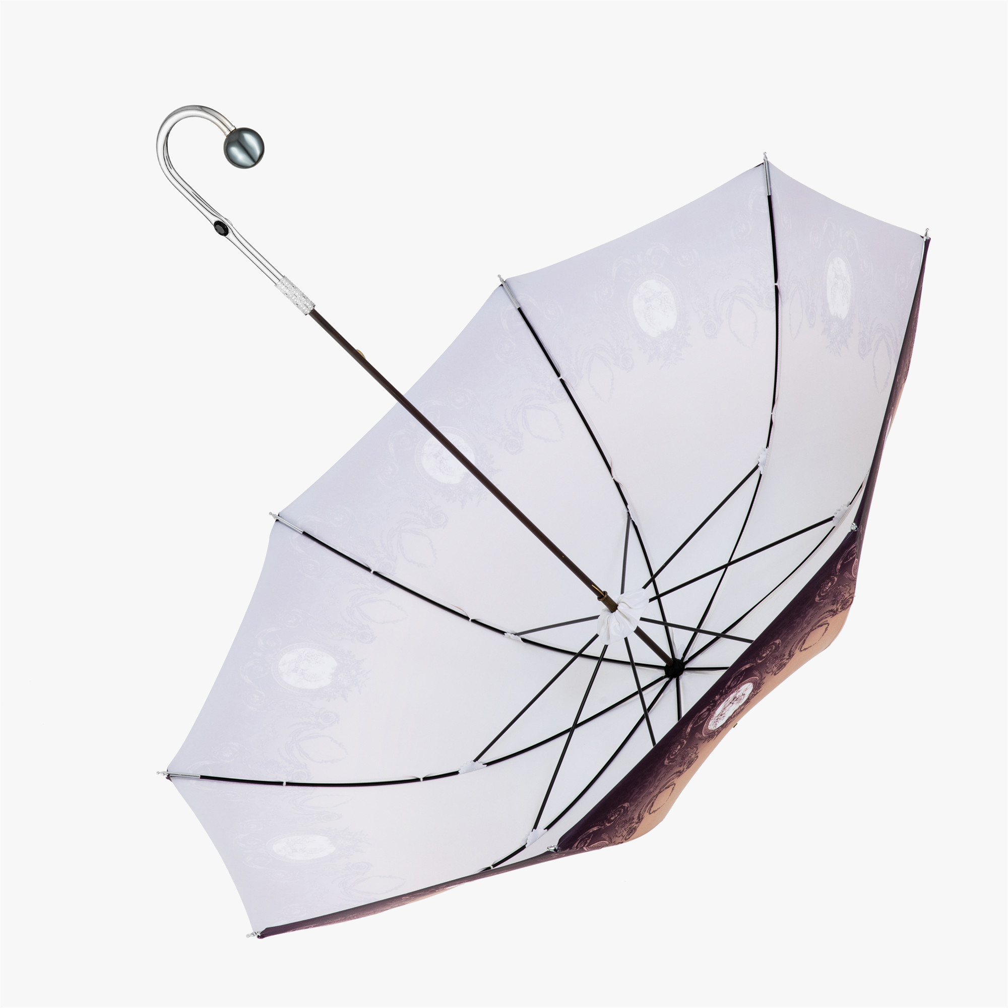 Black pearl umbrella with curved handle