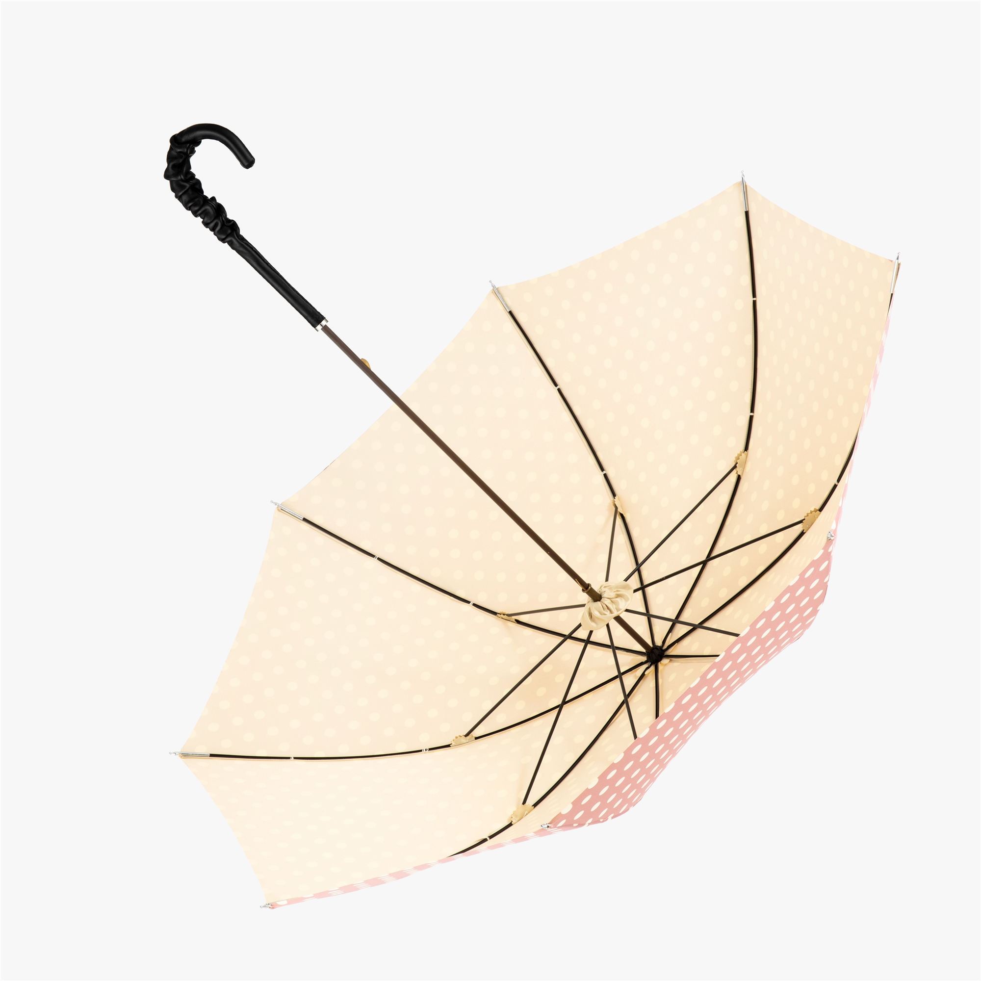 Leather curved umbrella with long handle