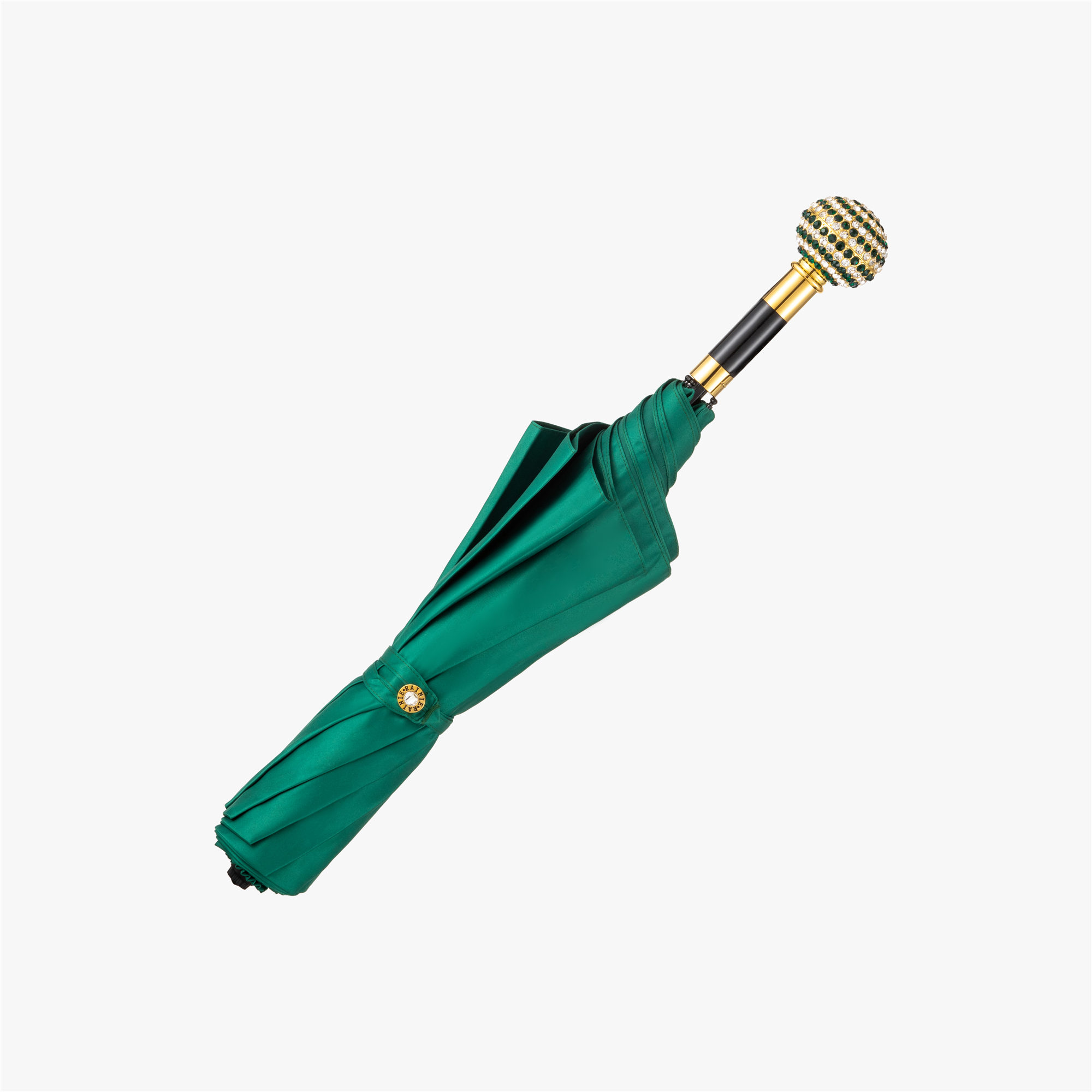 Two fold white and green drill round Ball Folding umbrella