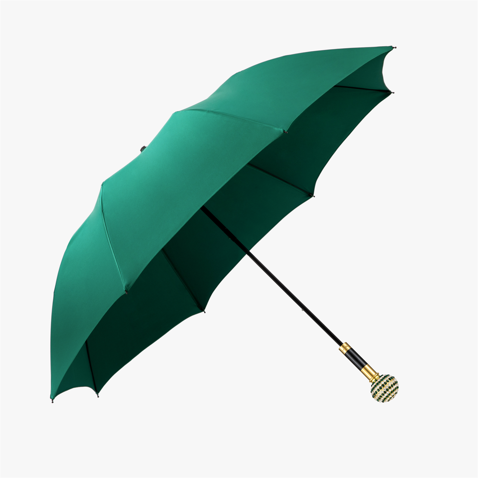 Two fold white and green drill round Ball Folding umbrella