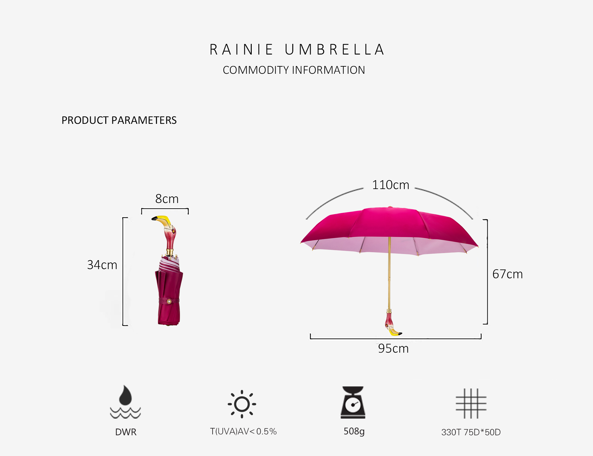 Flamingo folding umbrella