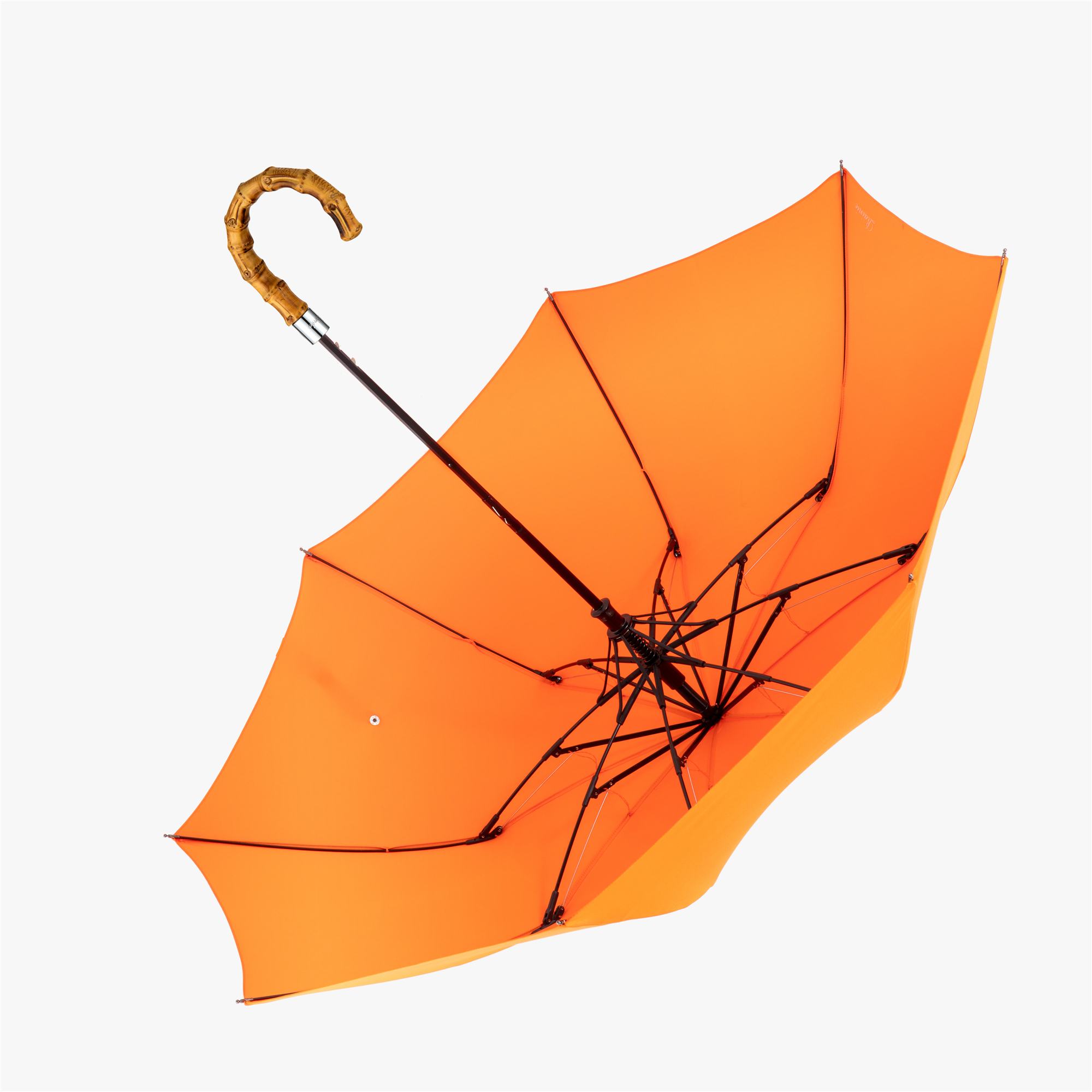 Two fold thick bamboo bend folding umbrella