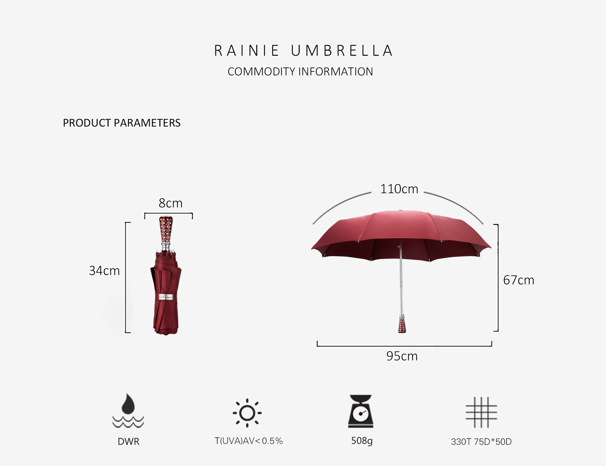 Enamel leaf scepter folding umbrella