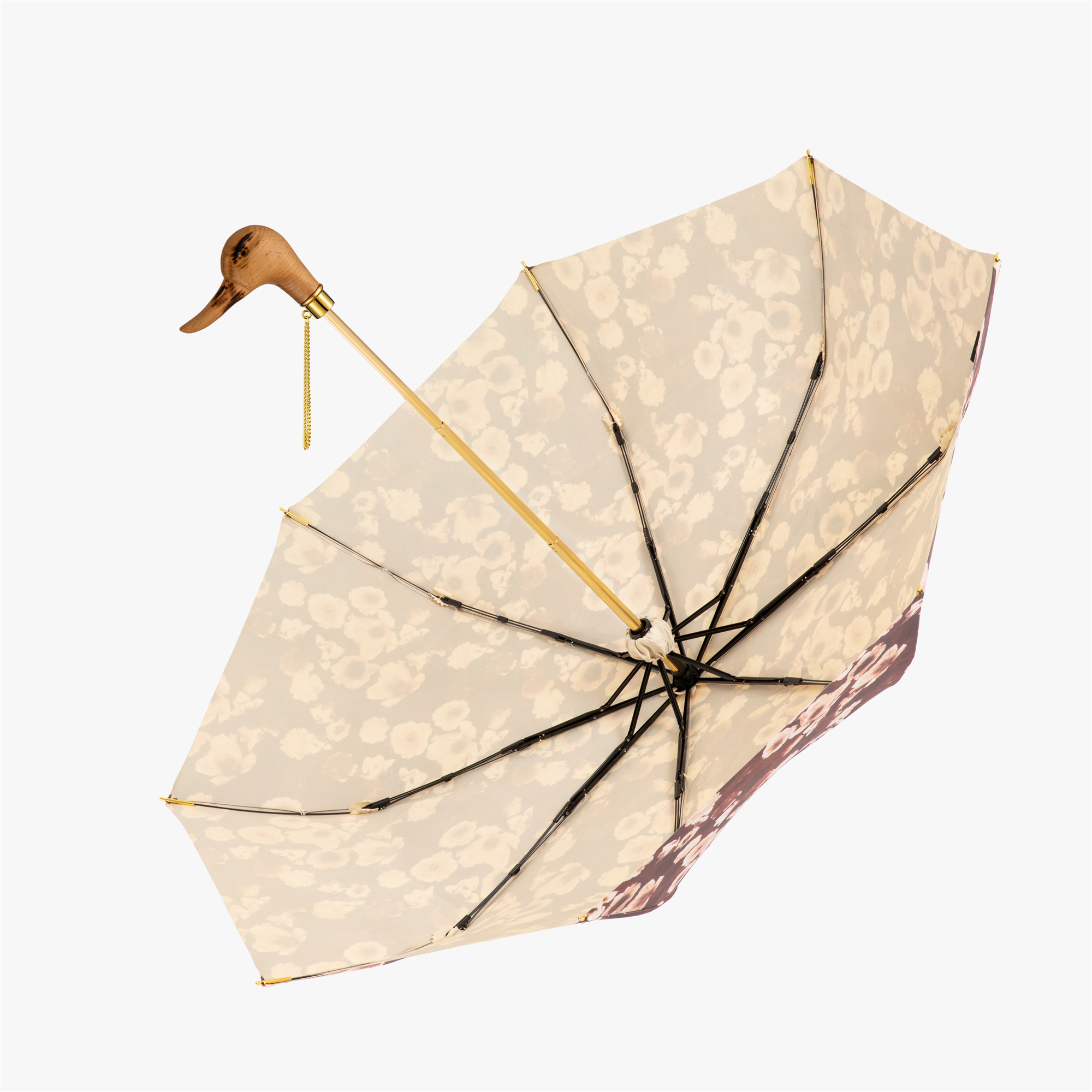 Wooden duck folding umbrella