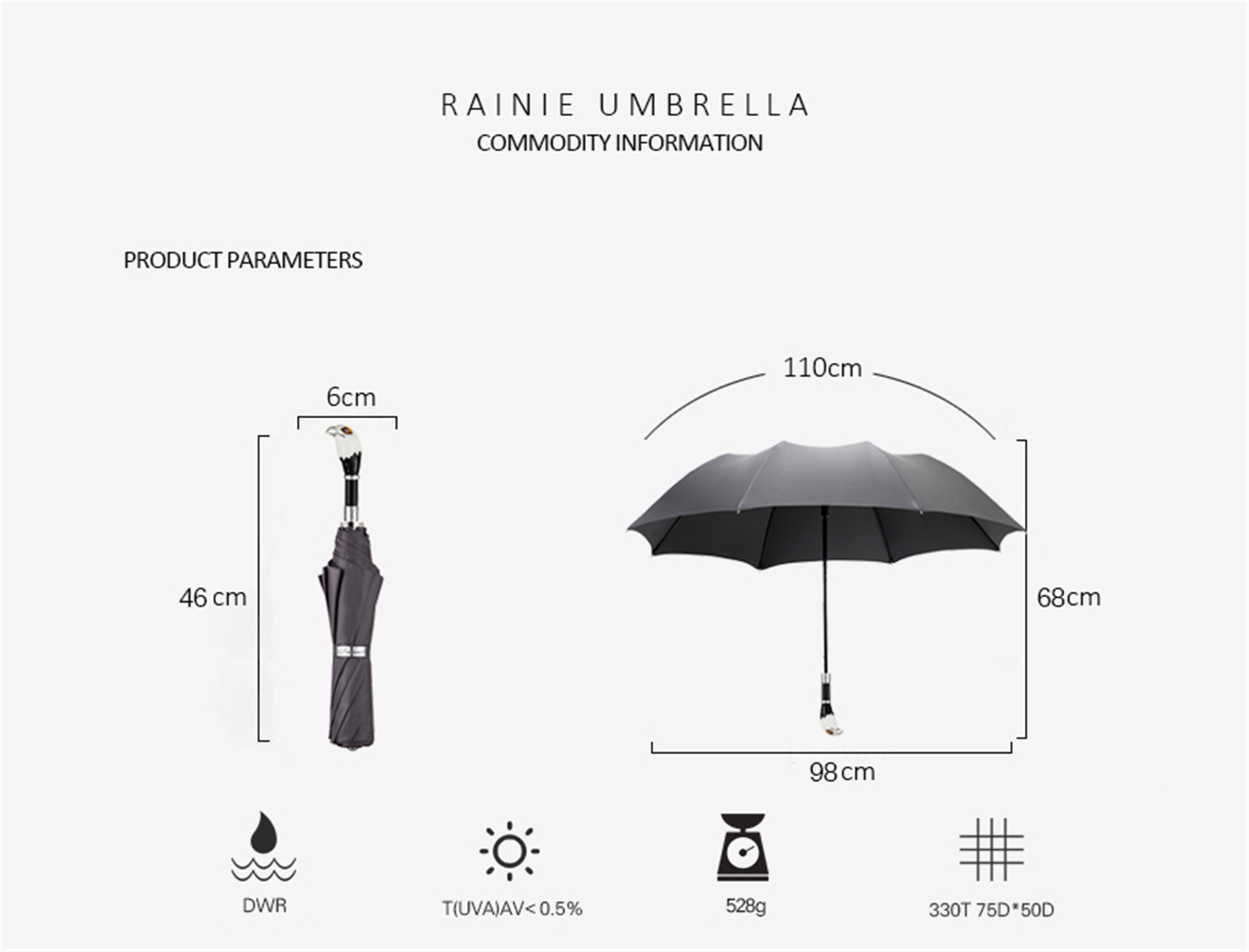 Two fold eagle folding umbrella
