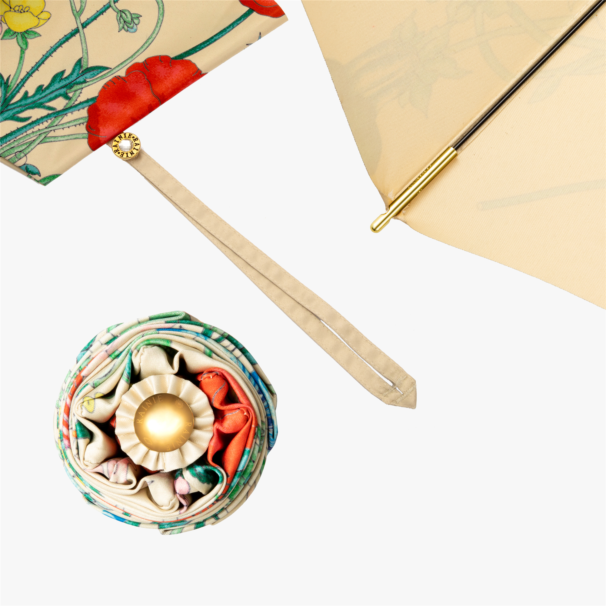 The lantern folds the umbrella