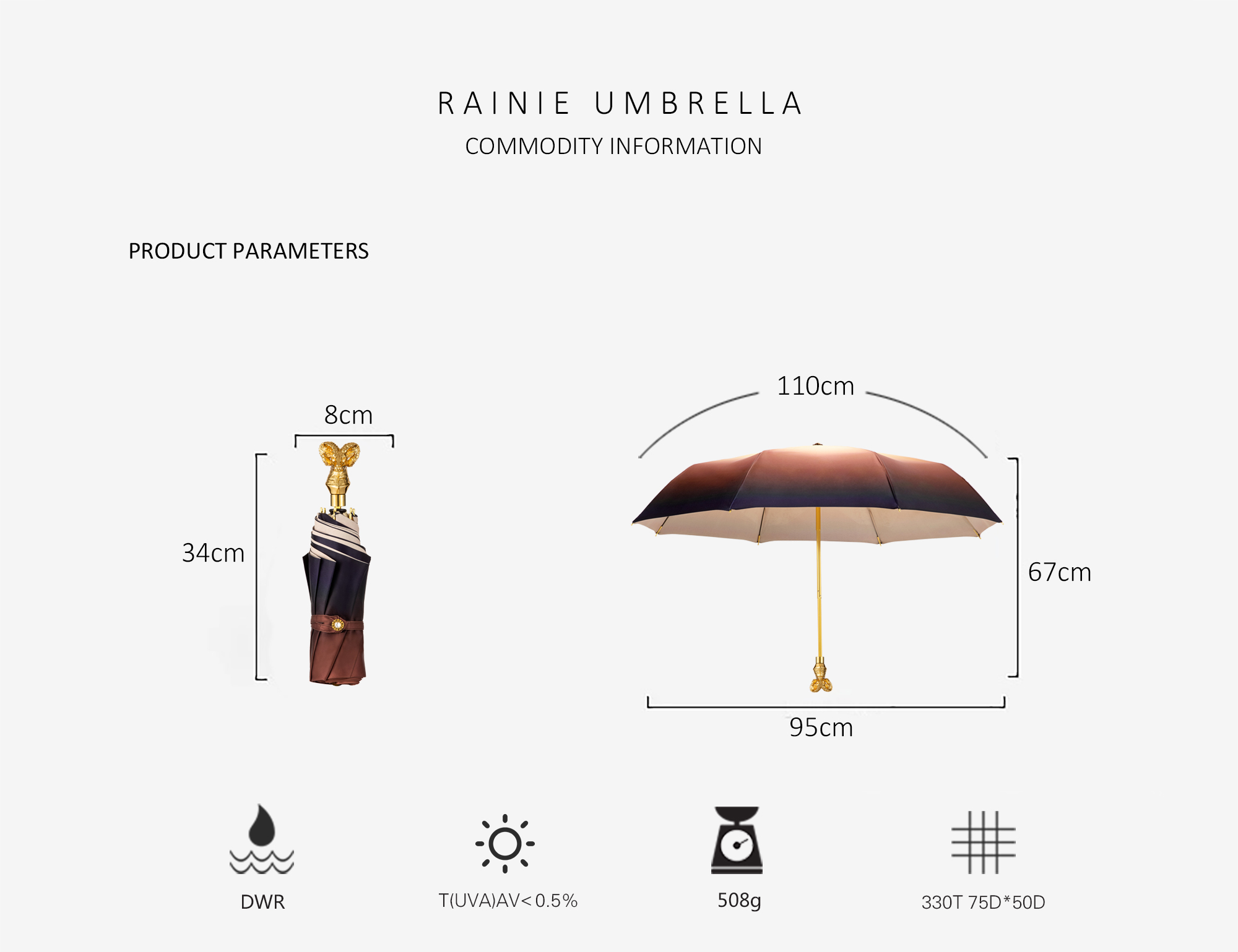 Metal goat folding umbrella